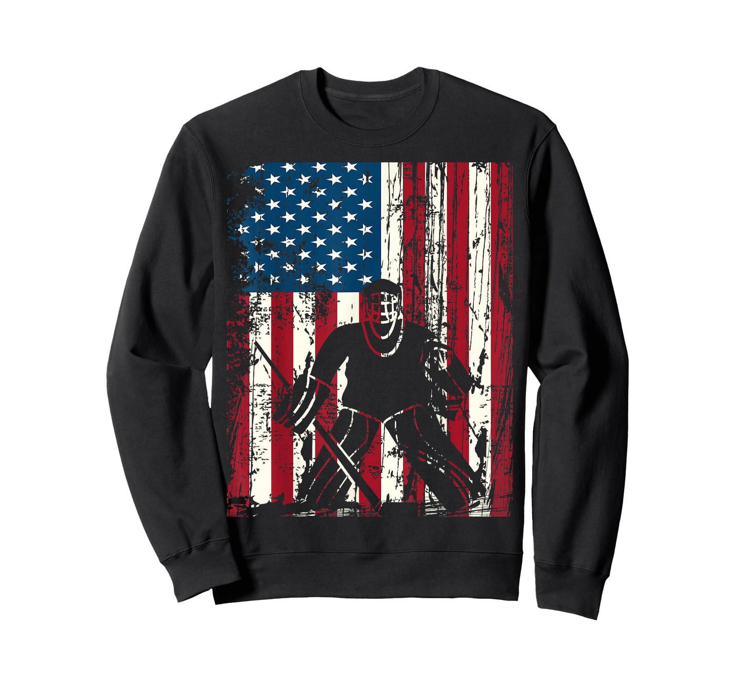 Vintage USA American Flag Ice Hockey Goalie 4th of July T-Shirt