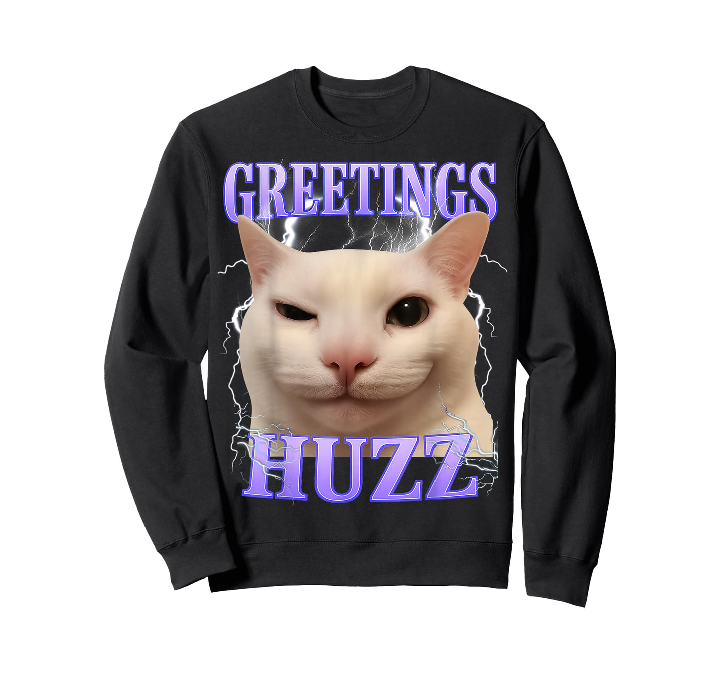 Greetings Huzz Cat Silly Funny Cat Meme Men Women Graphic T-Shirt