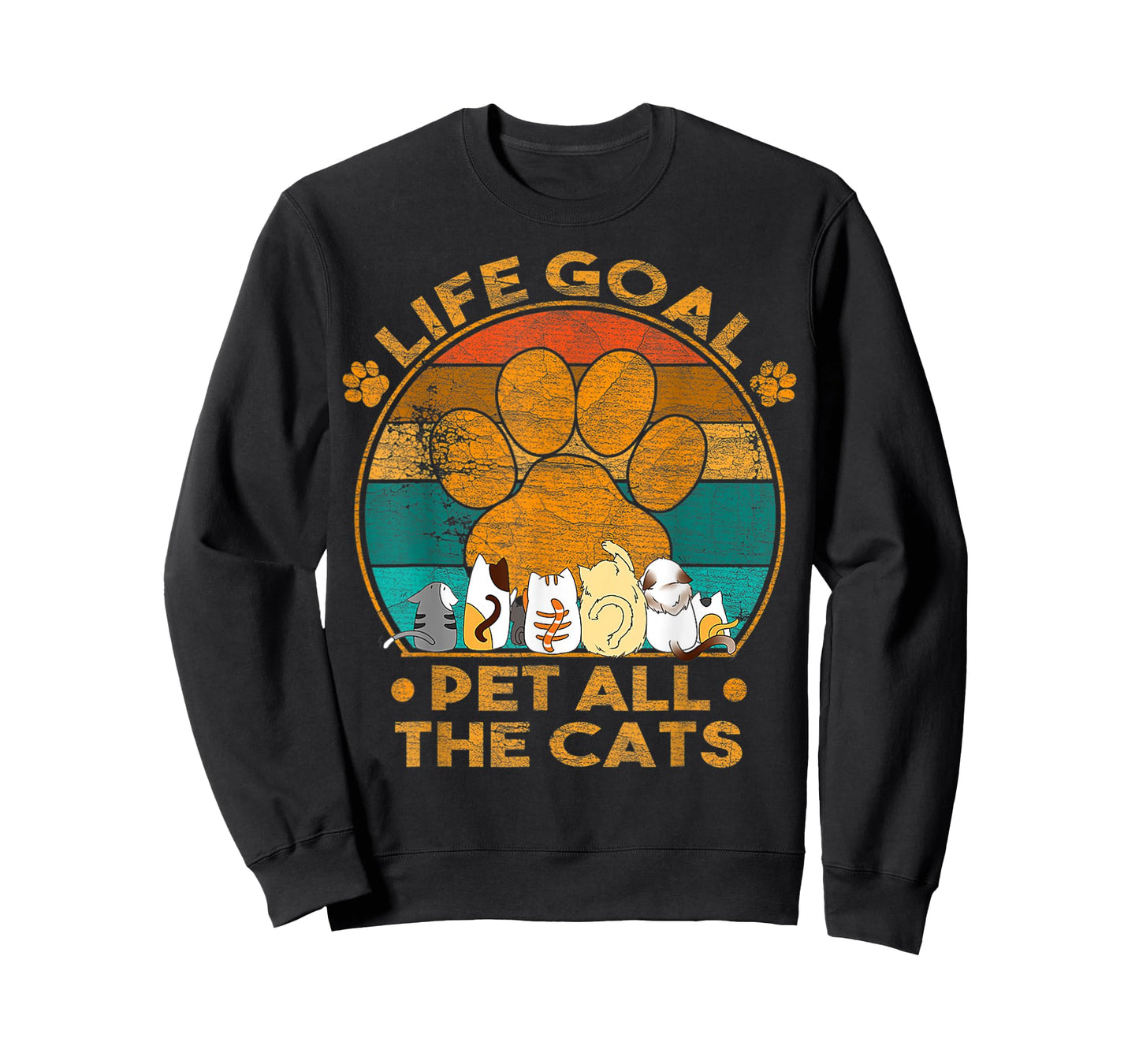 Life Goal Pet All The Cats Vintage Retro Lovers Cats T-Shirt