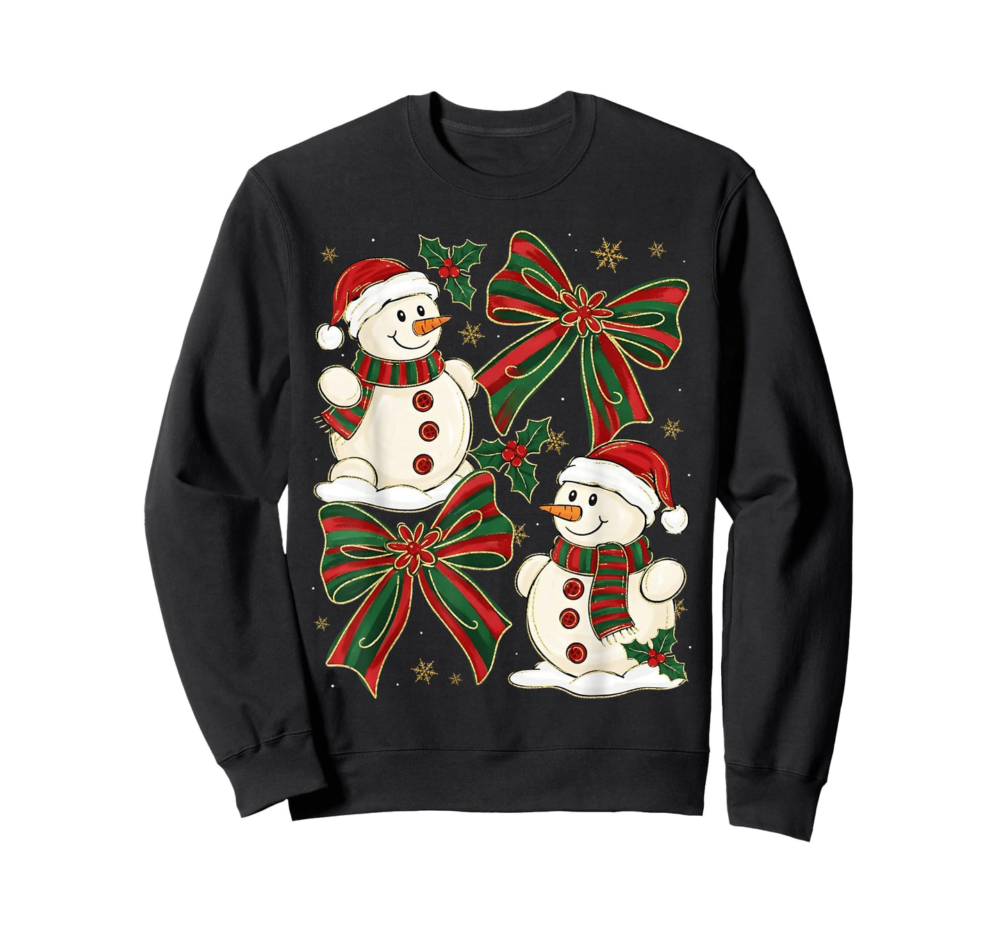 Christmas Snowman Coquette Bow Snowflake Girl Women Kid T-Shirt