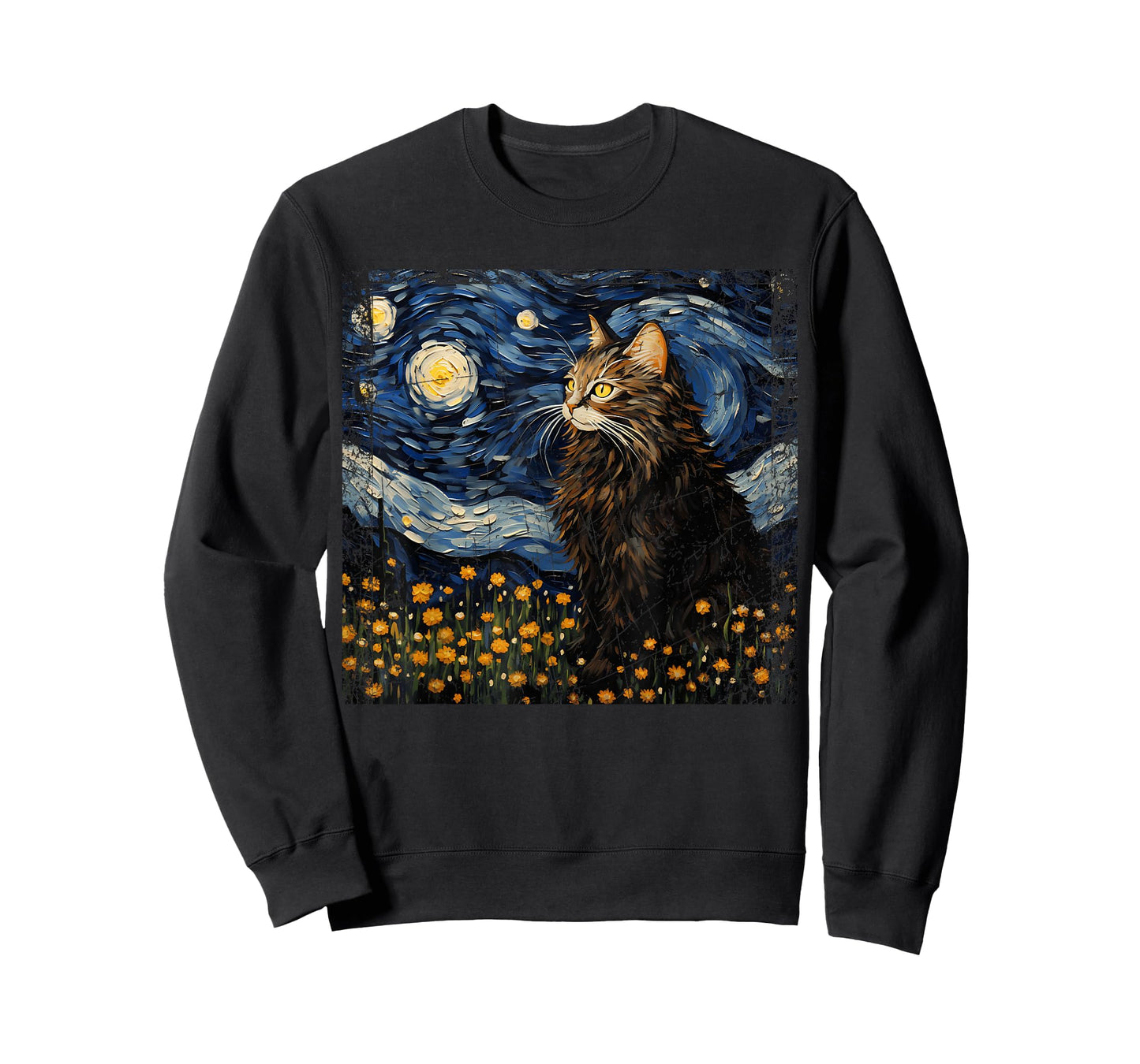 Starry Night Norwegian Forest For Cat Mom Cat Dad Funny Cat T-Shirt