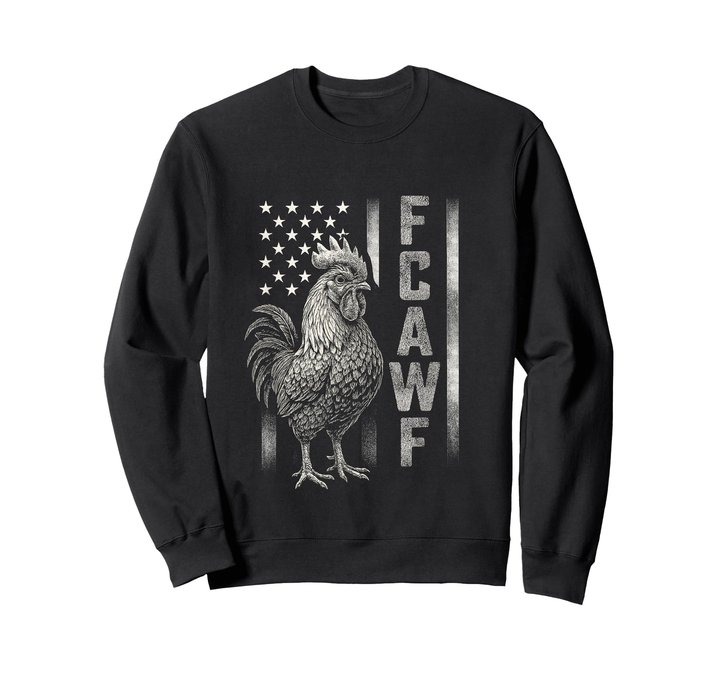 Funny Caw Chicken Meme Rooster Humor Quote USA Flag T-Shirt