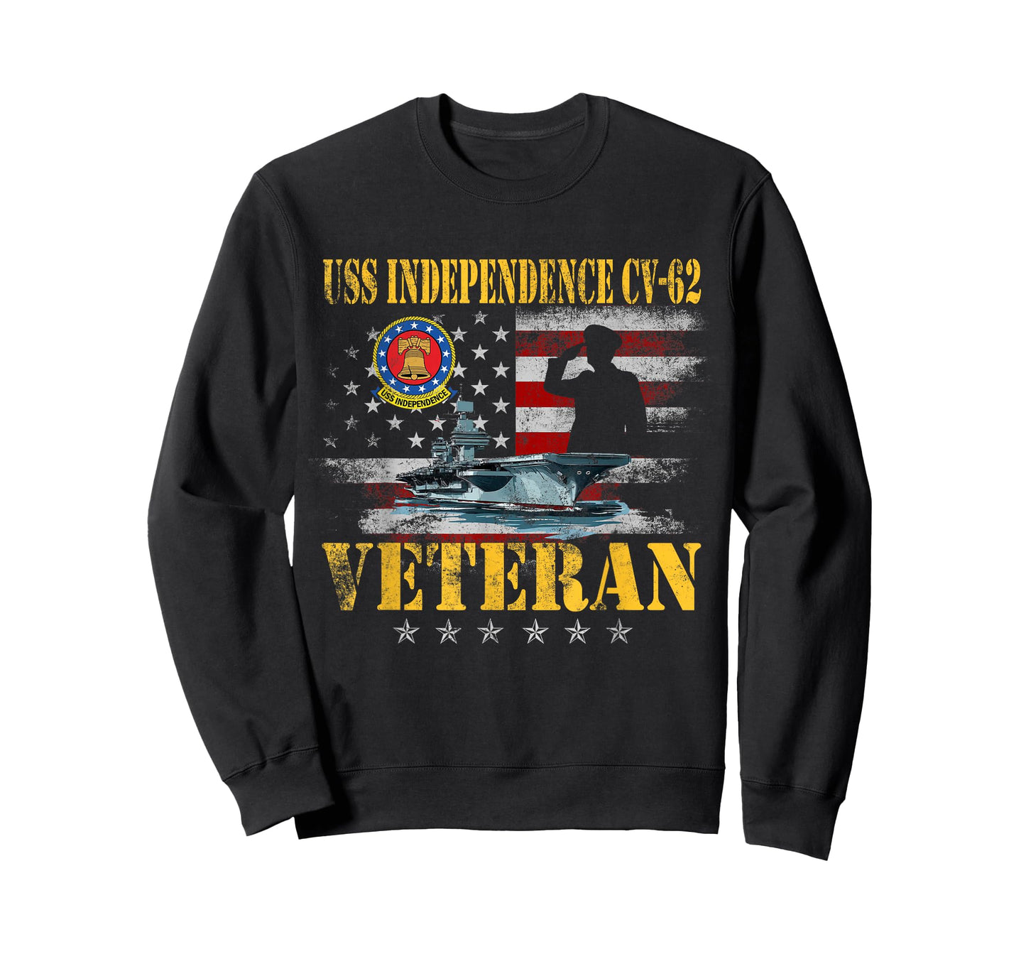 Vintage USS Independence CV-62 Aircraft Carrier Flag Veteran T-Shirt