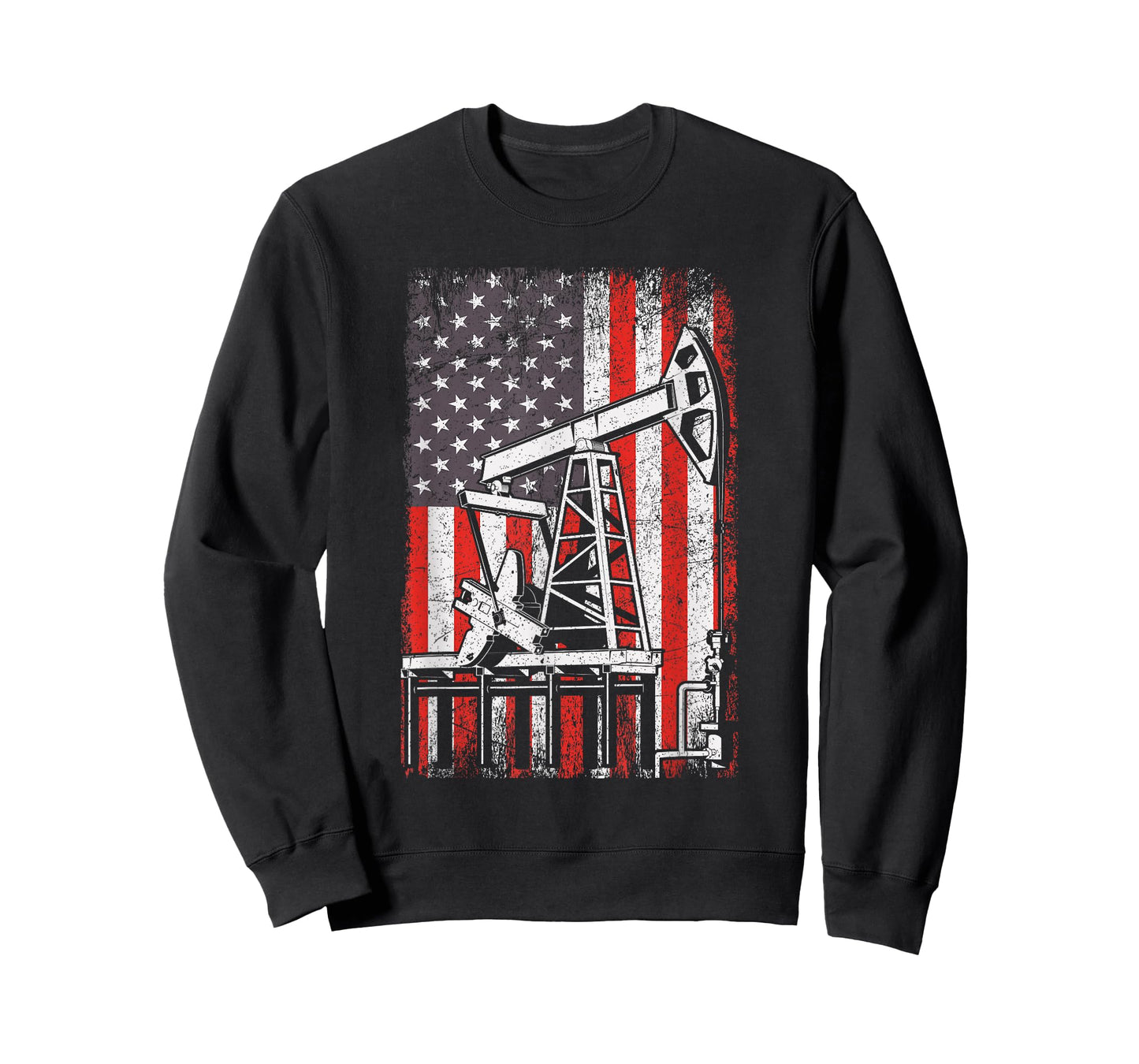 Oil Rig USA American Flag Landman Oilfield Worker T-Shirt