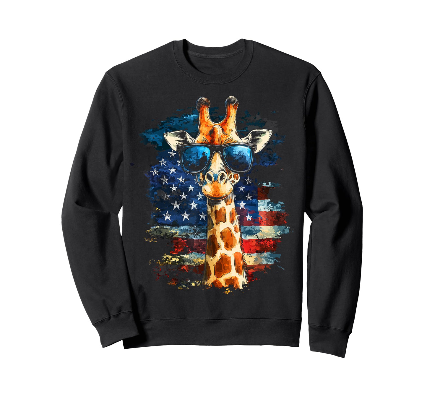 Giraffe American Flag 4th Of July Funny Animal Patriotic T-Shirt