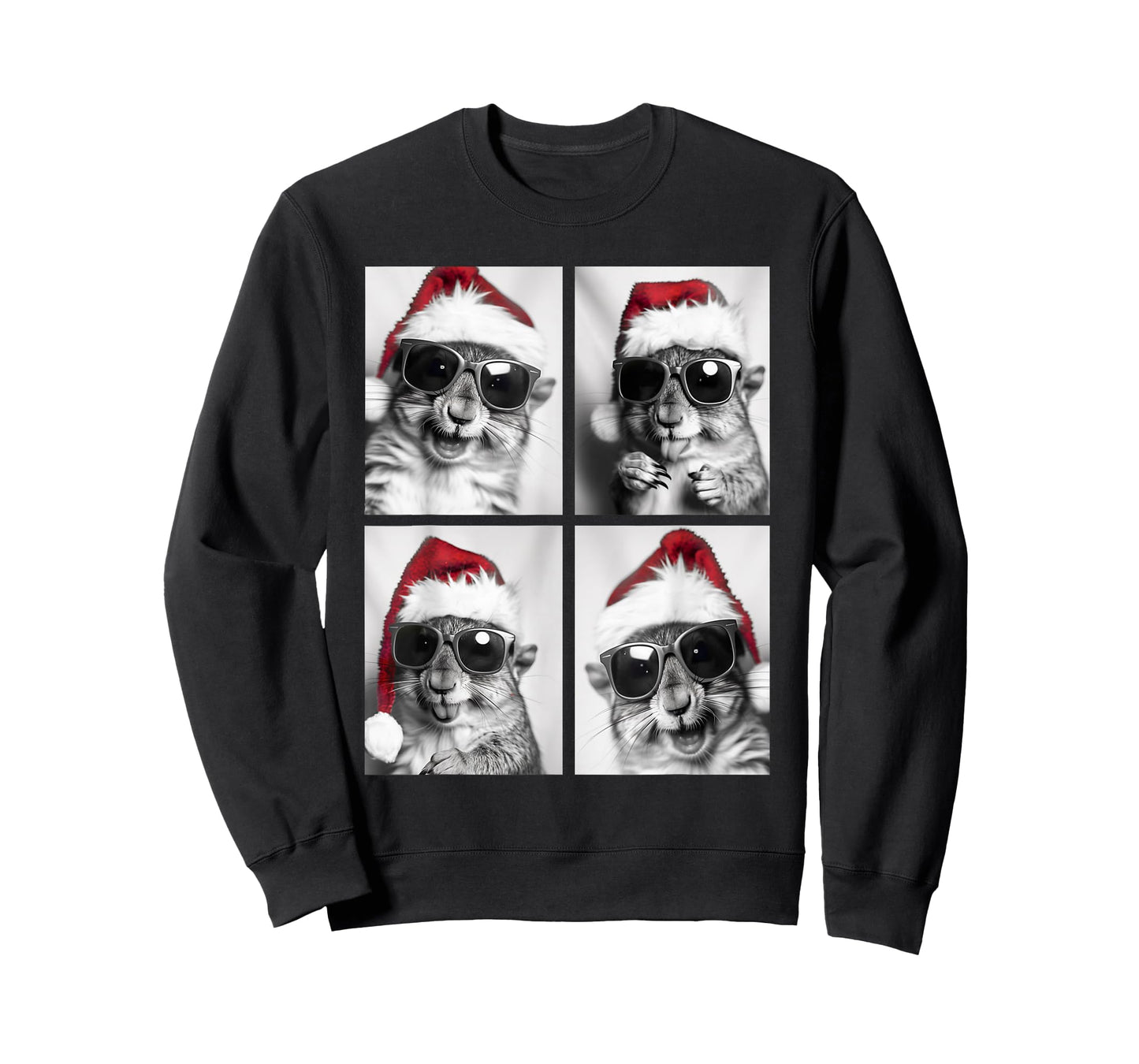 Funny Christmas Squirrels Sunglasses Santa Hat Festive Meme T-Shirt