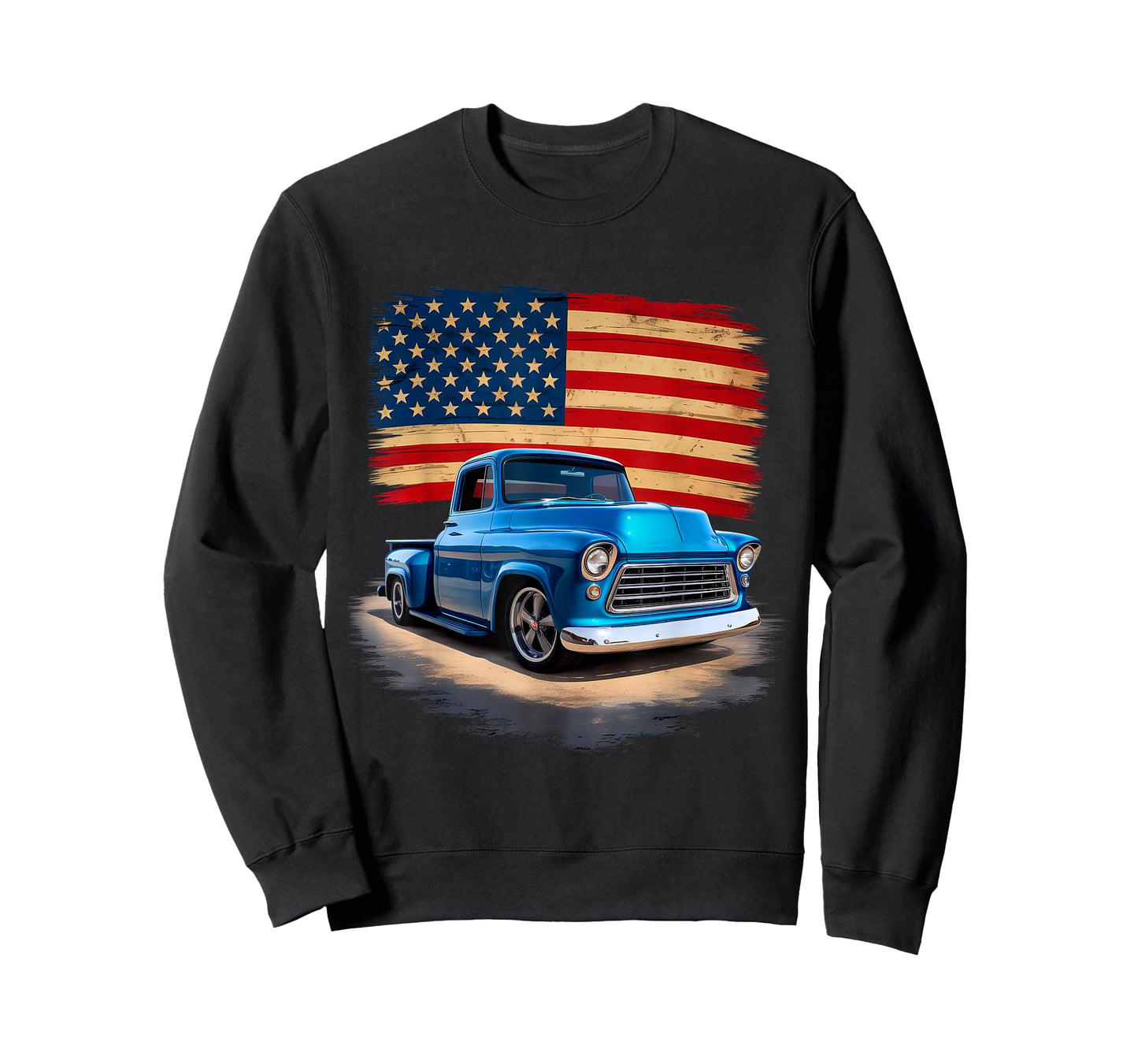 Classic Old Pickup Truck American Flag 4th of July Patriotic T-Shirt