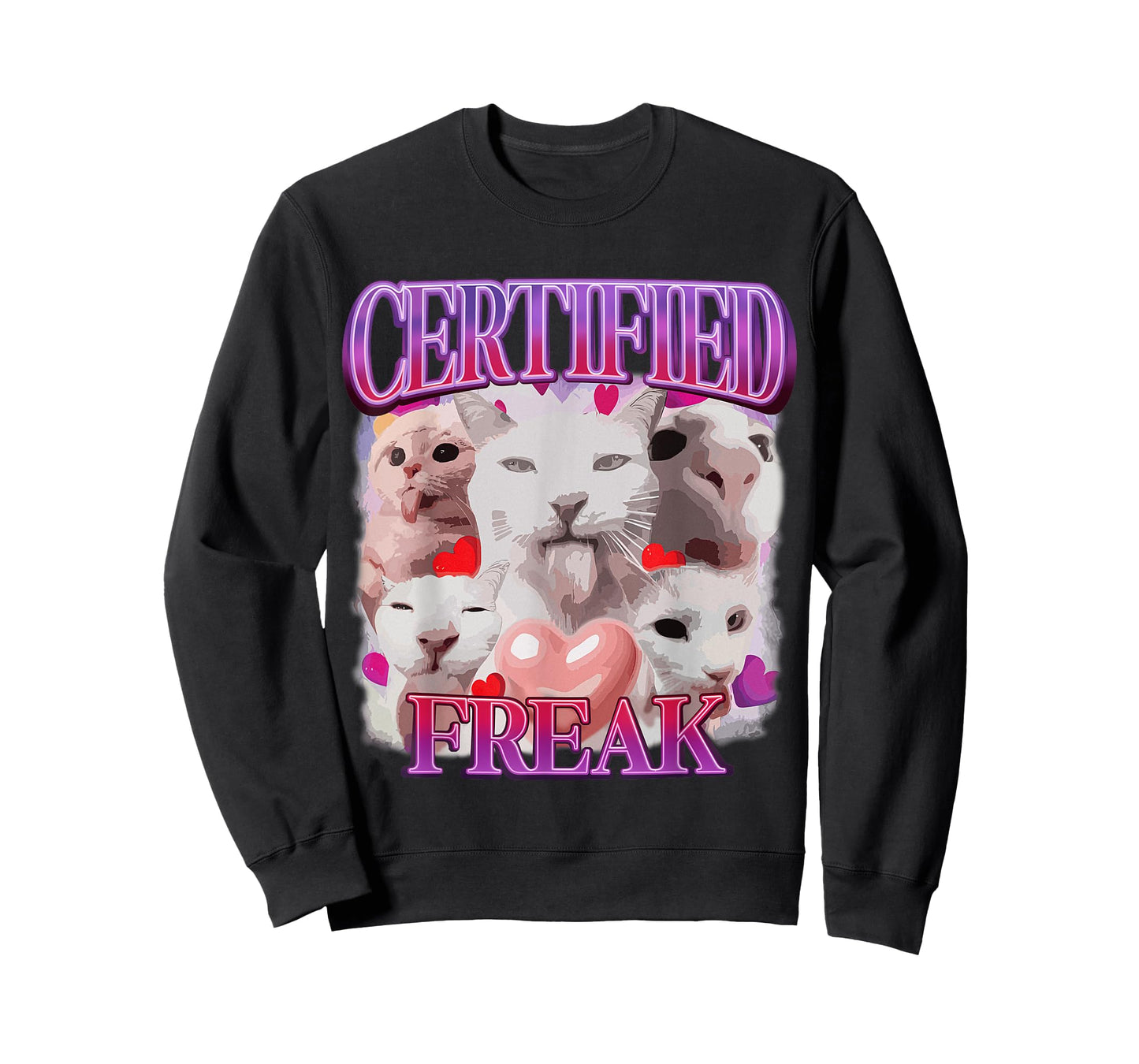 Cat Meme Certified Freak Eat Cement Cursed Cat Funny T-Shirt