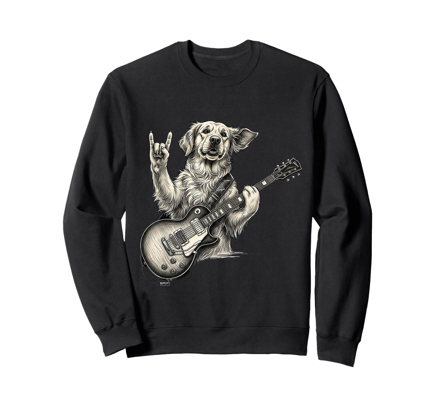 Golden Retriever Playing Guitar Rock Music Dog Mom Dad T-Shirt