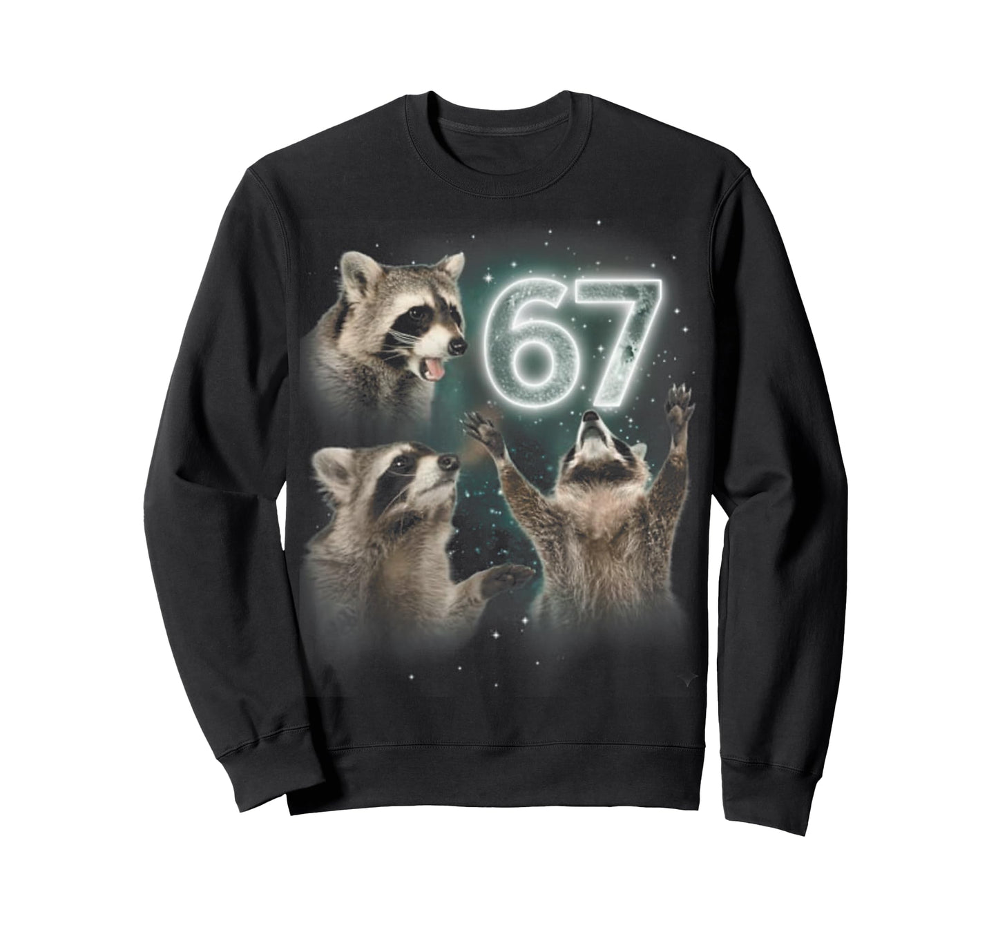 67 Meme Racoon Howling at The Moon 67 T-Shirt 6 7 Halloween T-Shirt