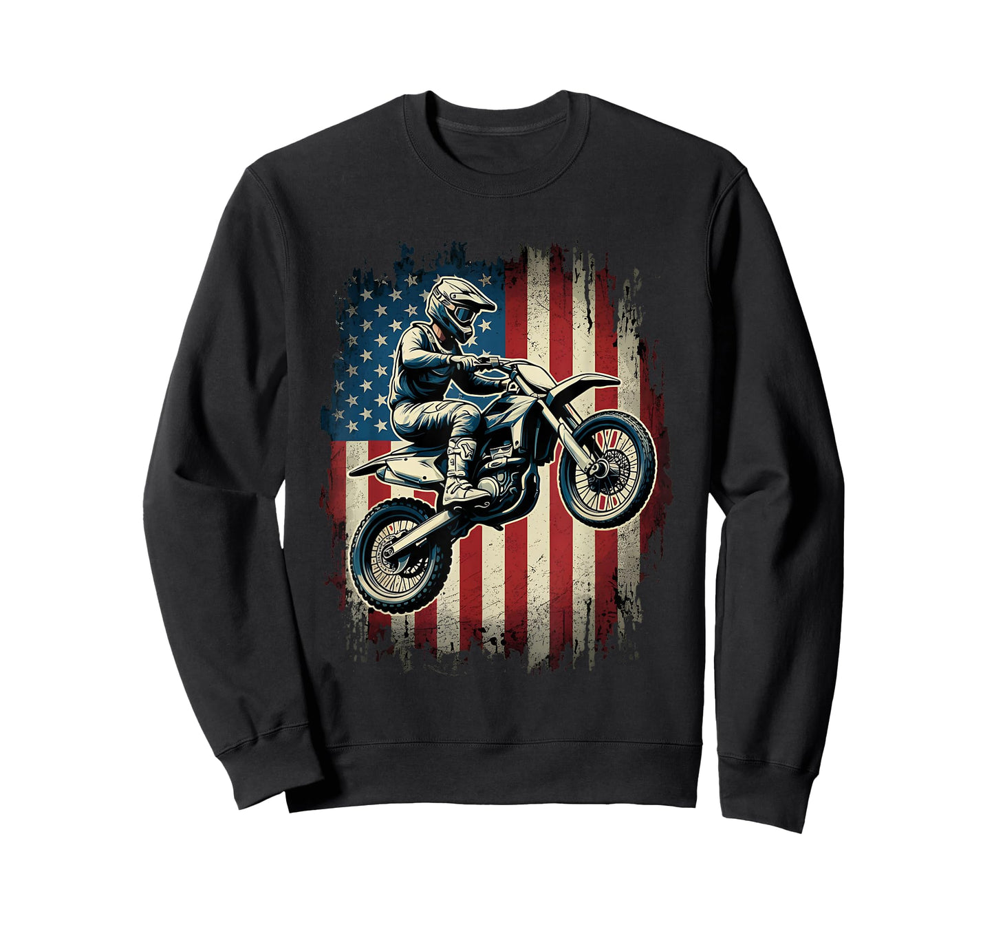 Dirt Bike American Flag Motocross Biker USA Vintage T-Shirt