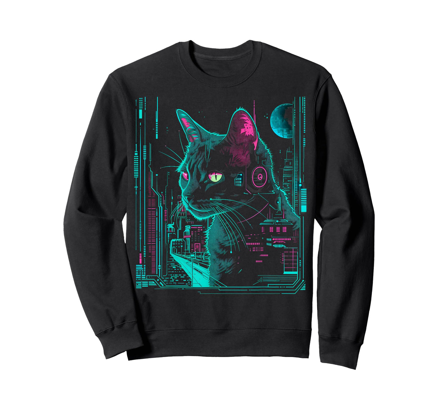 Cyberpunk Cat with cybernetic enhancements T-Shirt