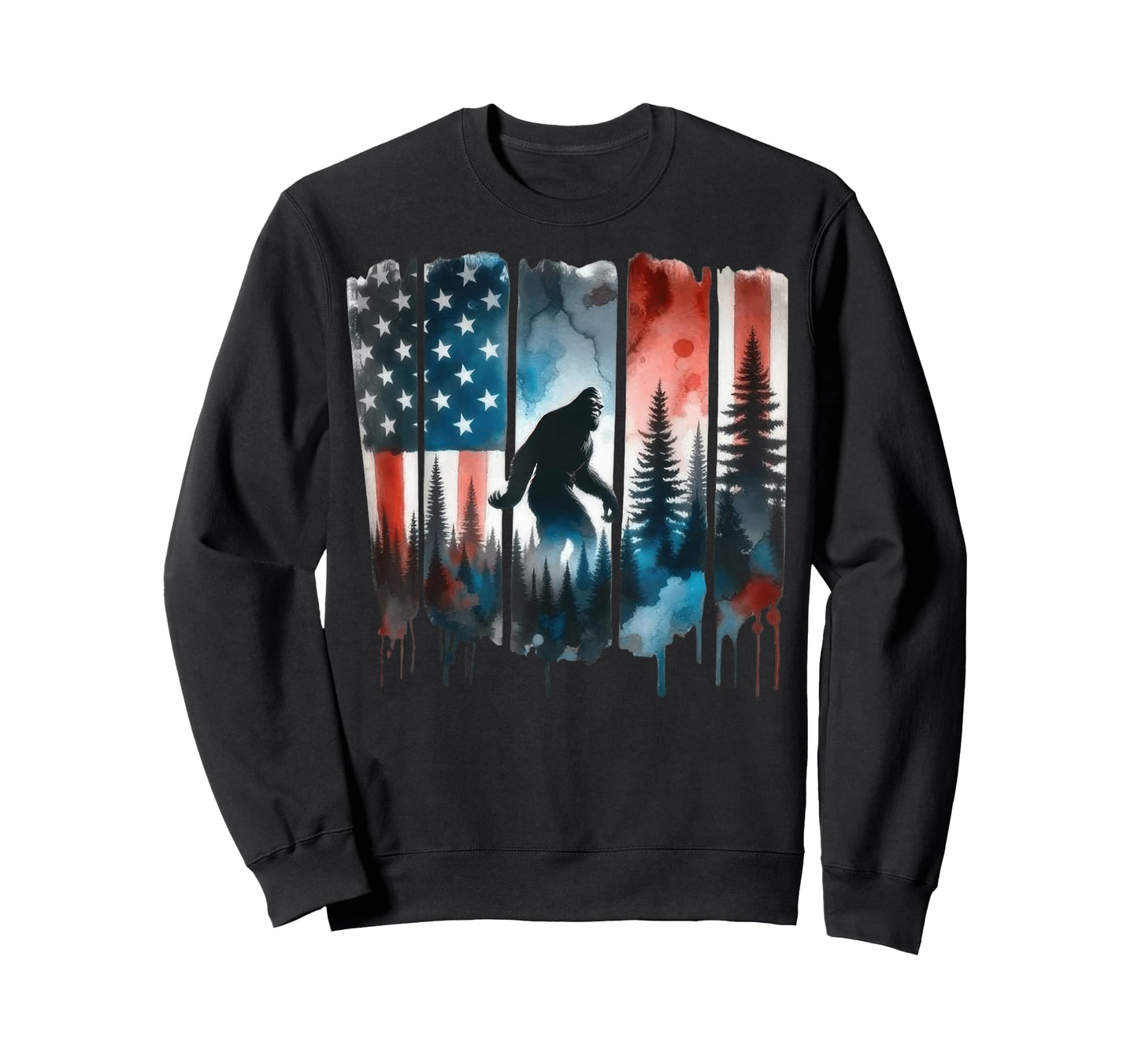 Bigfoot American Flag Sasquatch Patriotic 4th of July T-Shirt