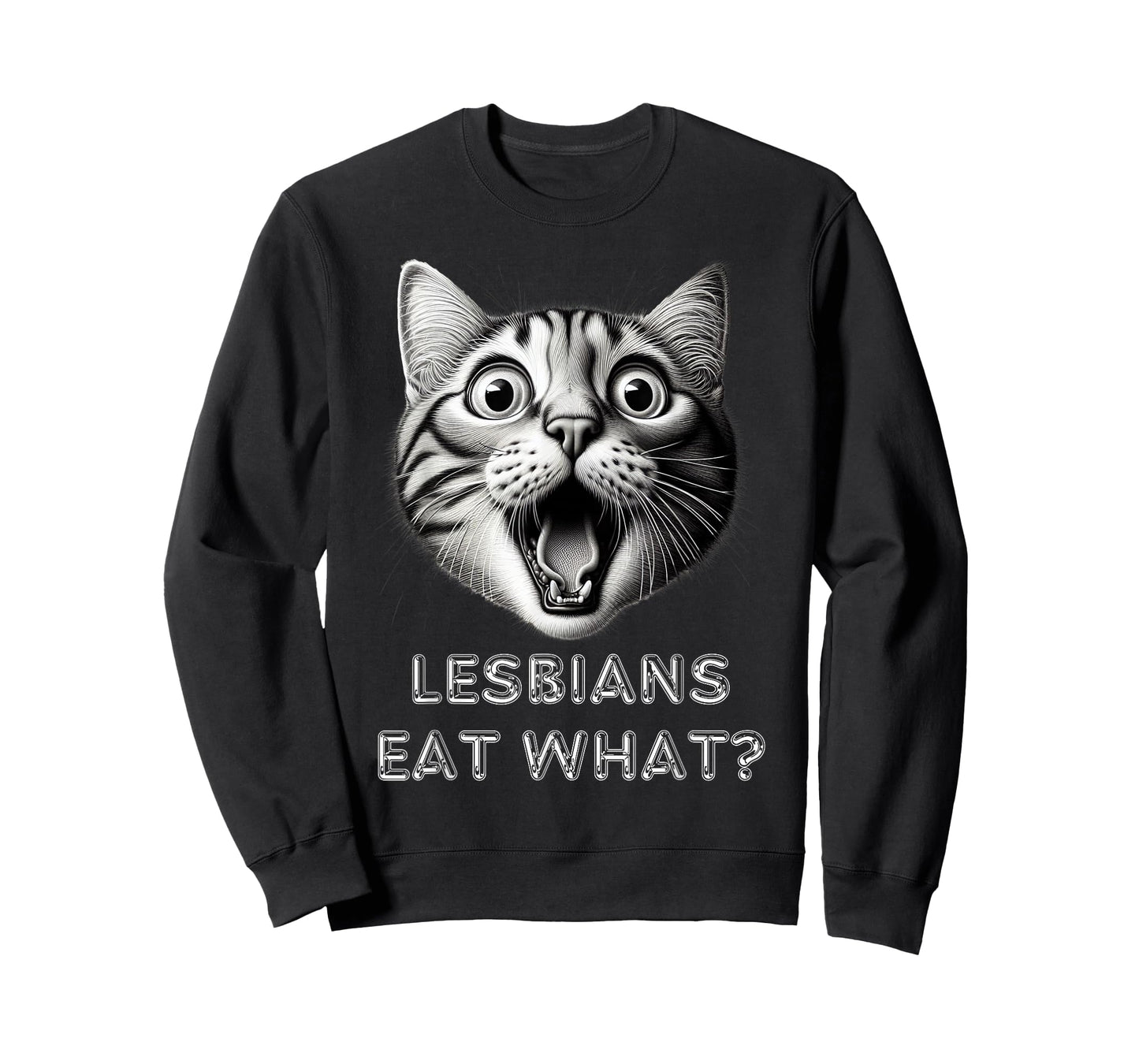 Shocked Cat Lesbians Eat What? Funny LGBTQ Design Gay Rude T-Shirt