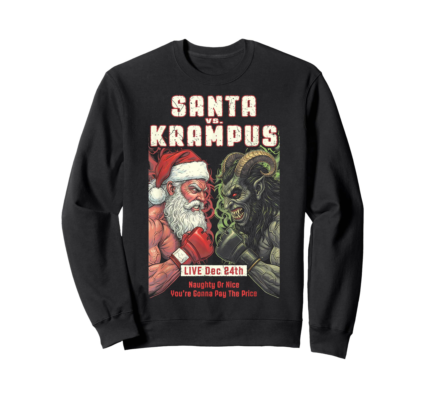 MMA Mixed Martial Arts Funny Christmas Santa Krampus Fight T-Shirt
