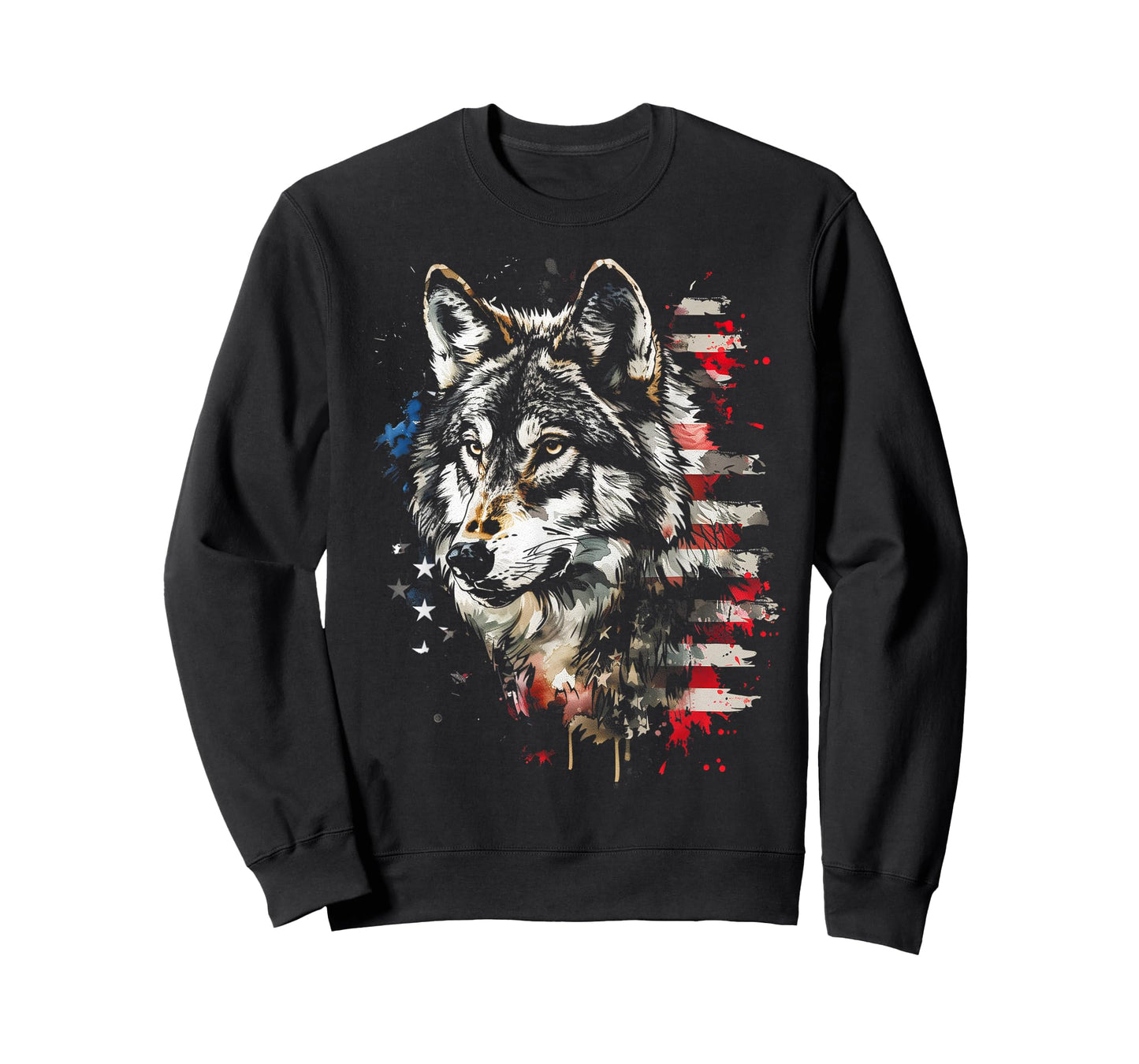 Patriotic Wolf American Flag USA Wolf Lover Women Kids Men T-Shirt