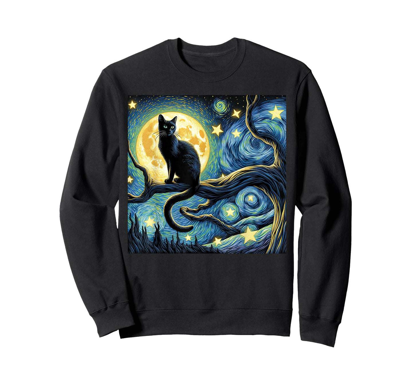 Cat Starry Night Van Gogh Cat Art Funny T-Shirt