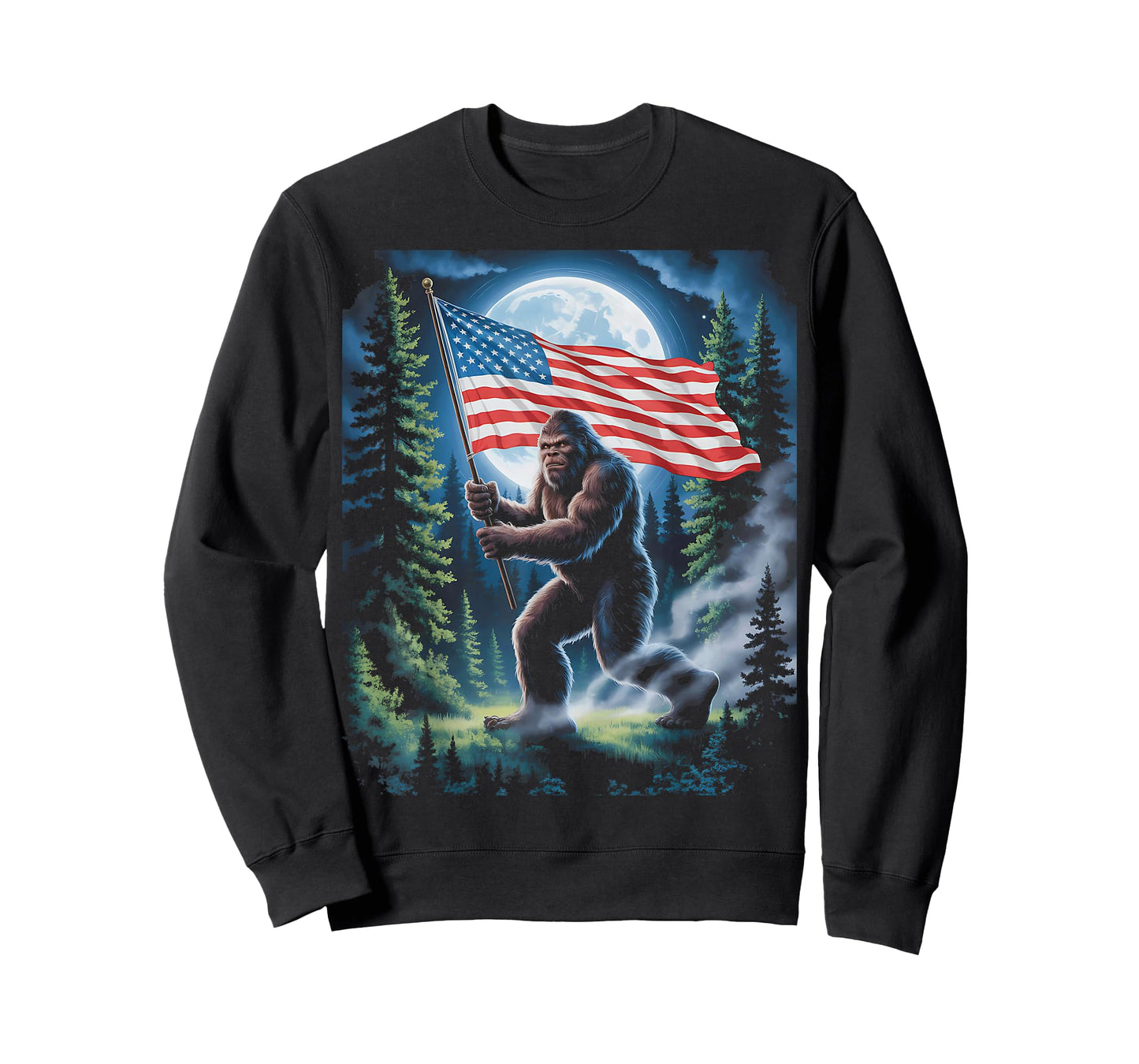 Big Foot Bigfoot Sasquatch American Flag Patriotic 4th July T-Shirt
