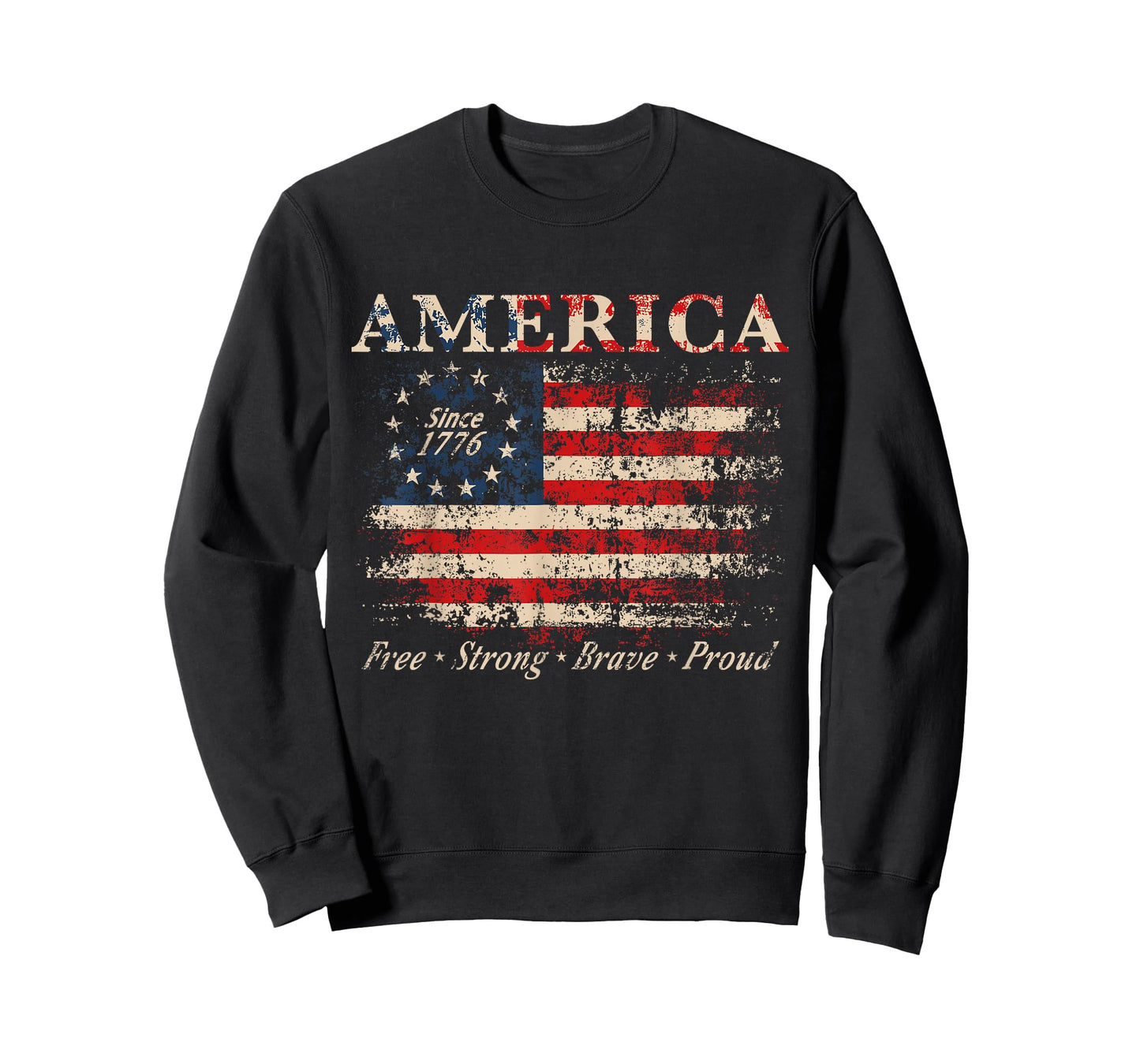 Distressed American Flag Patriotic USA Vintage 1776 T-Shirt