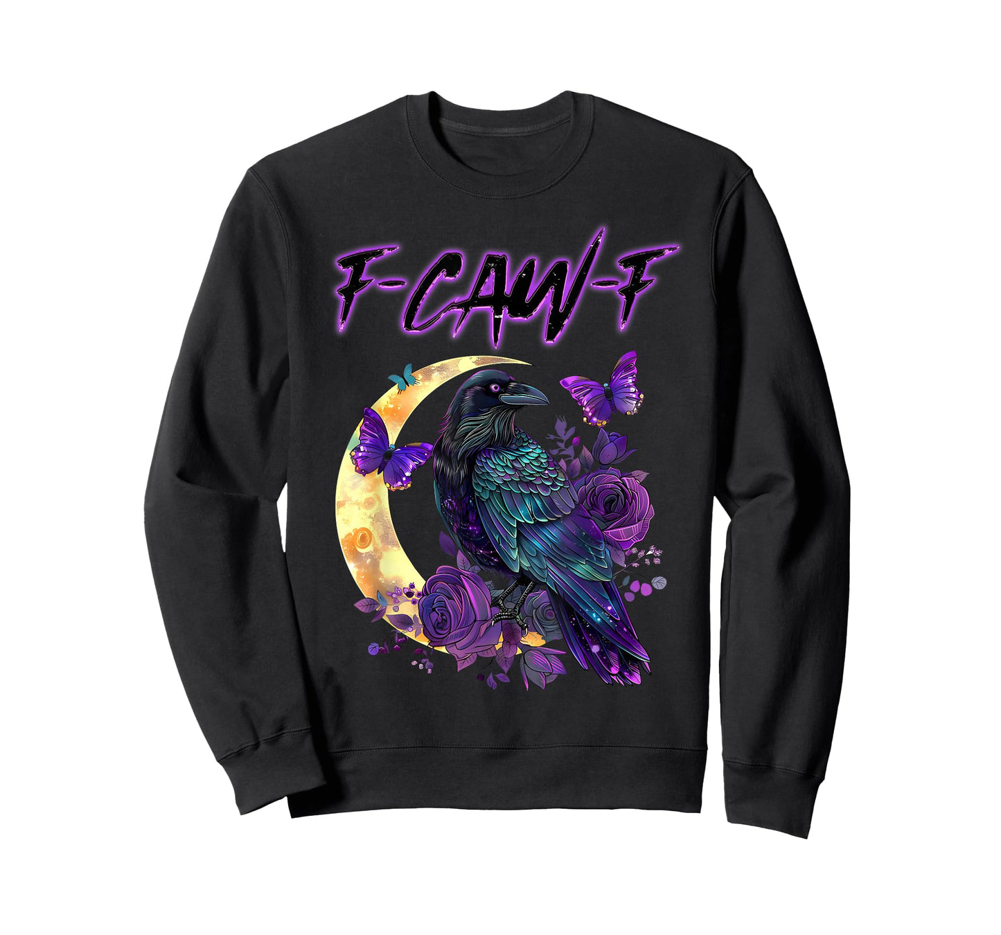 F-Caw-F Funny Raven Black Crow Spooky Season Halloween Retro T-Shirt