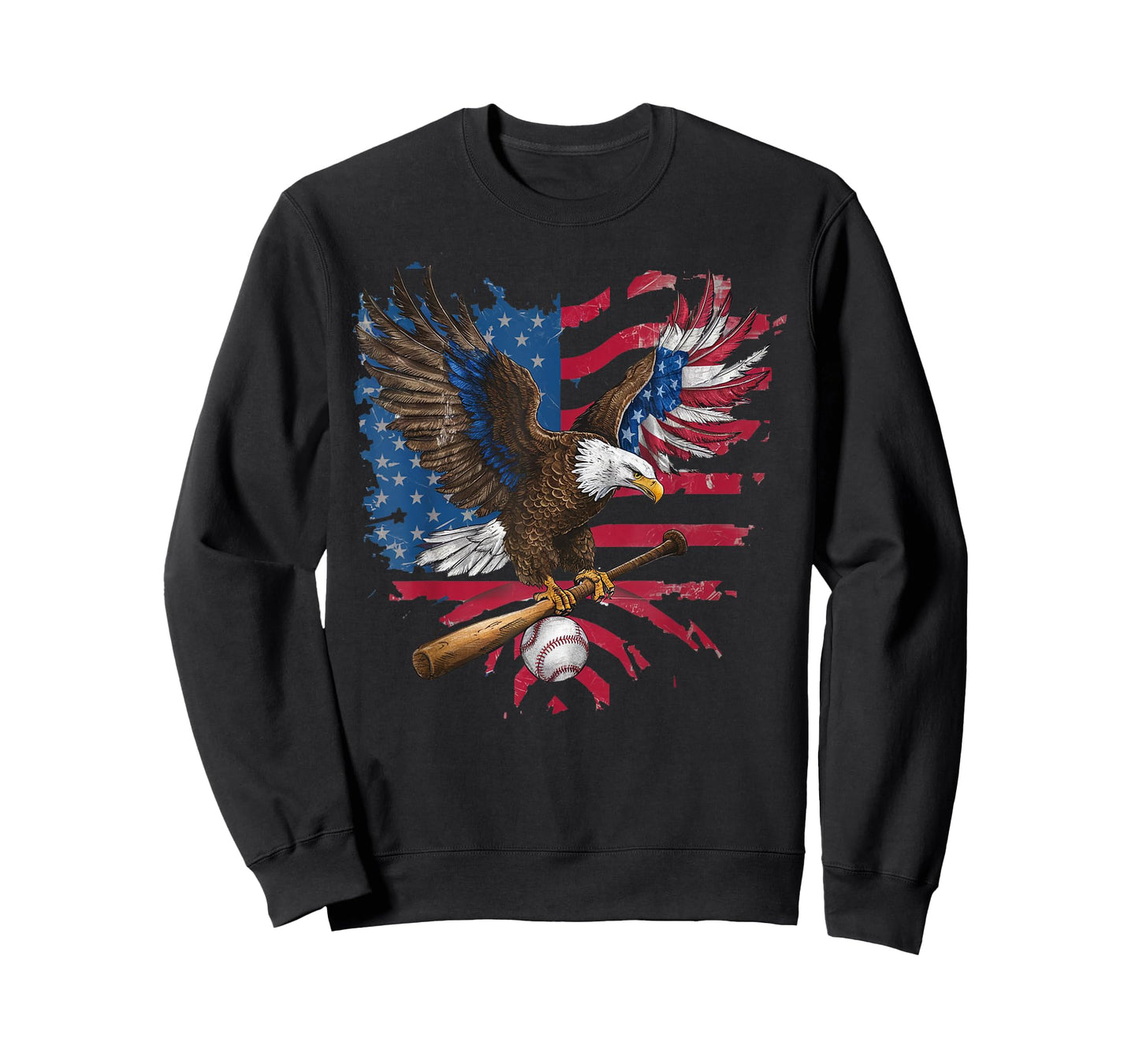 American Flag Baseball Player Bat Fan Catcher Pitcher USA Women Kids Men T-Shirt