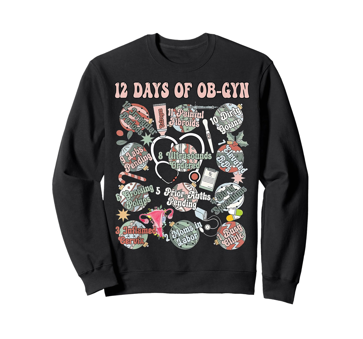 12 Days Of OB-Gyn Christmas Labor And Delivery Nurse Outfit T-Shirt