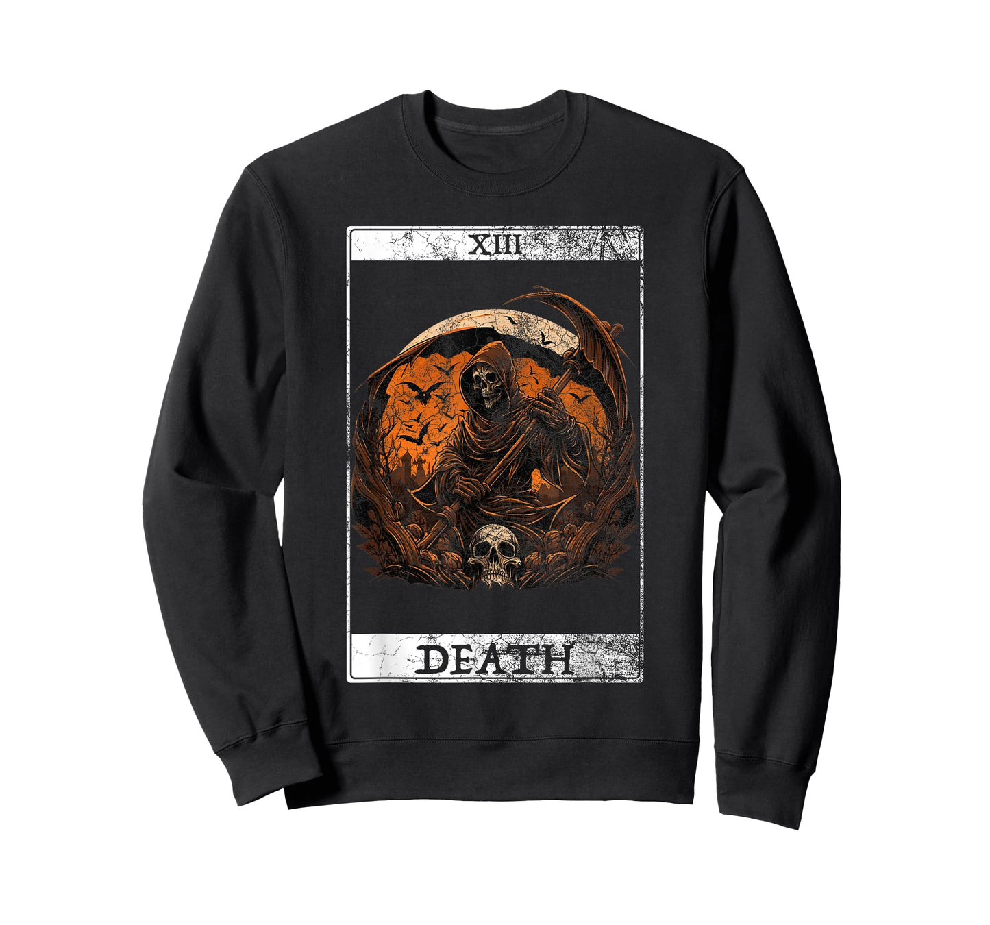 Vintage Death Tarot Card Grim Reaper Occult Satan Halloween T-Shirt