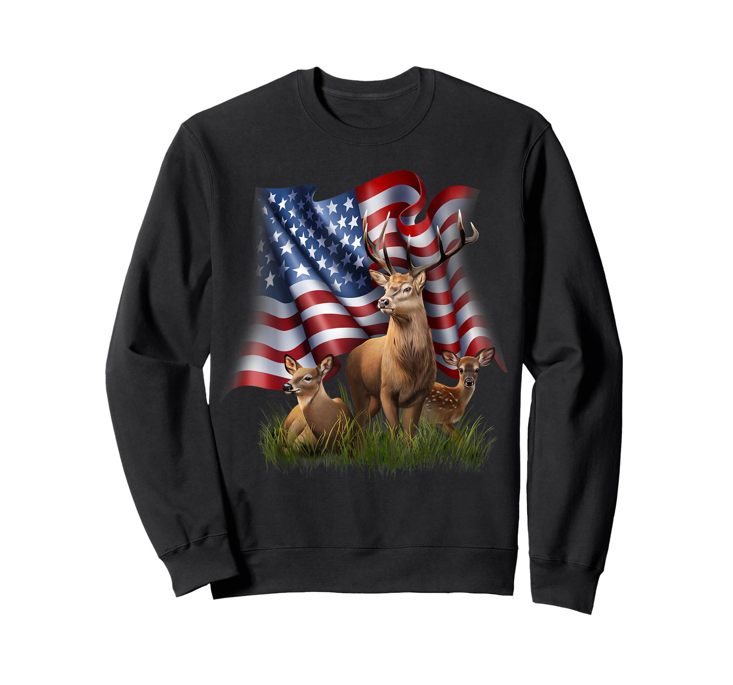 American Flag Deer Buck Doe Fawn Patriotic Wildlife T-Shirt