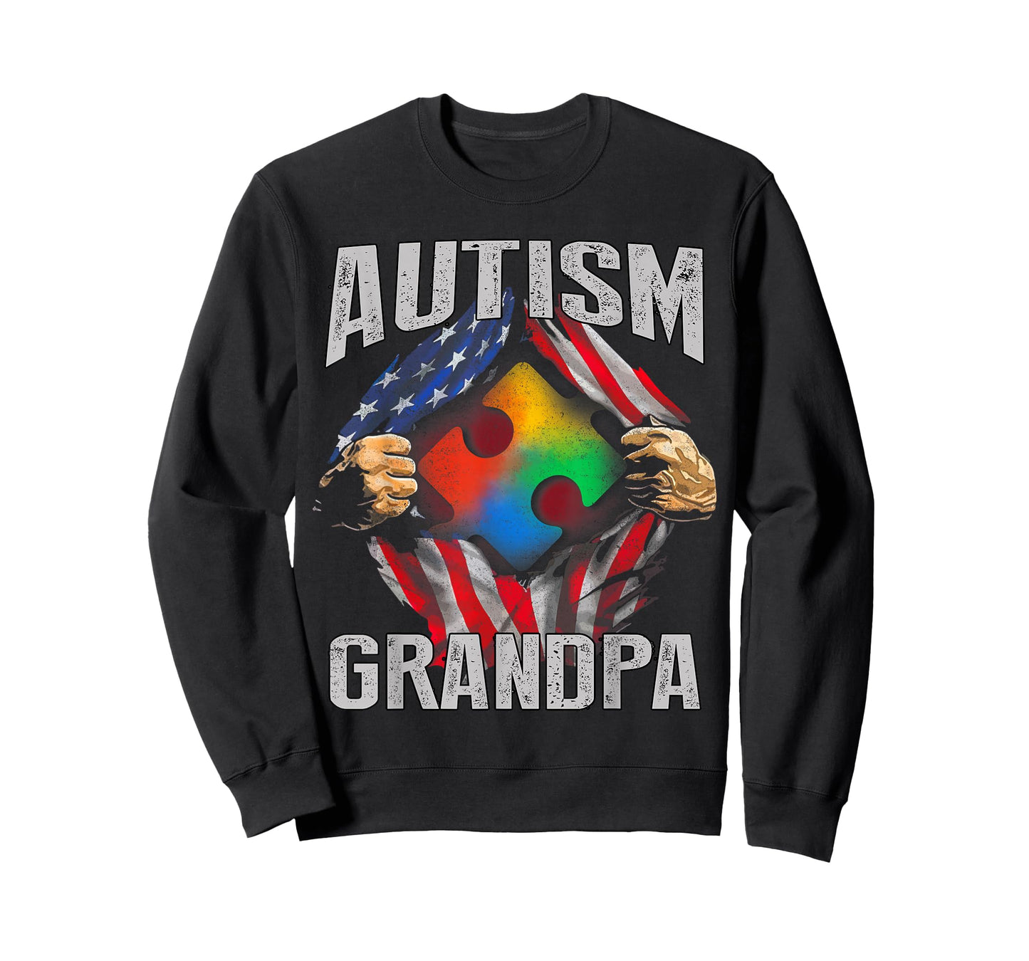 Autism Grandpa American Flag Autism Awareness T-Shirt T-Shirt