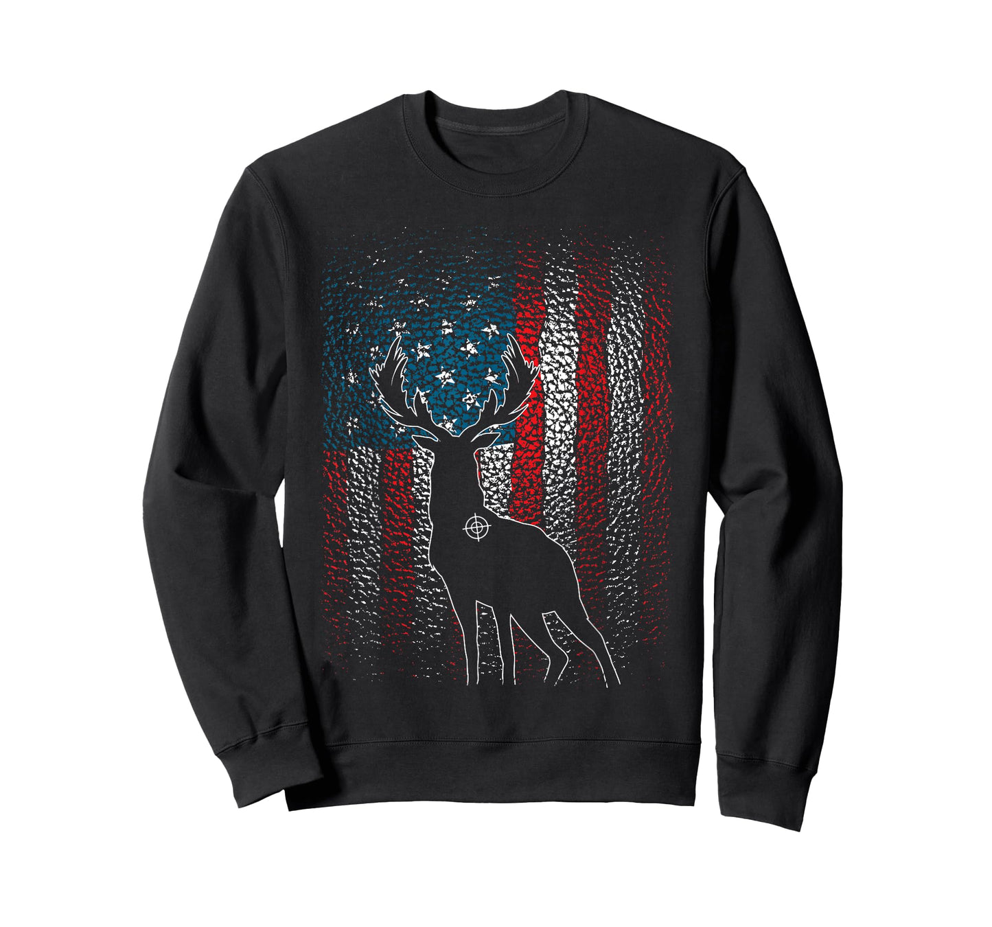 Deer Hunting American Flag Whitetail Buck Antlers Hunter Men T-Shirt