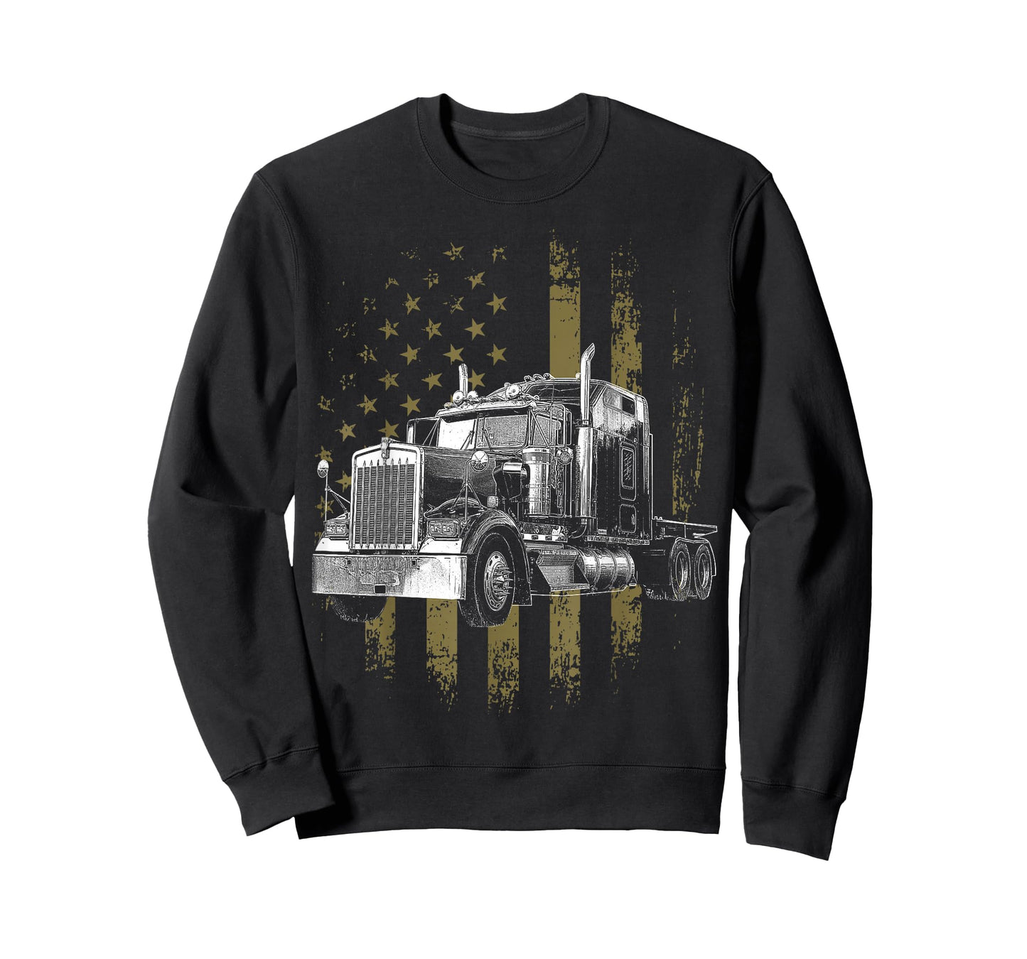 Trucker American Flag Big Rig Semi-Trailer Truck Driver Gift T-Shirt