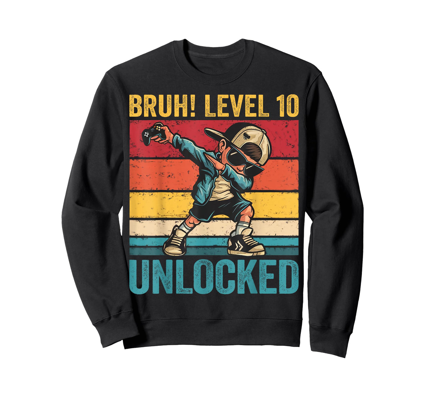 10 Year Old Birthday Dabbing Boy Bruh 10th Level Unlocked T-Shirt