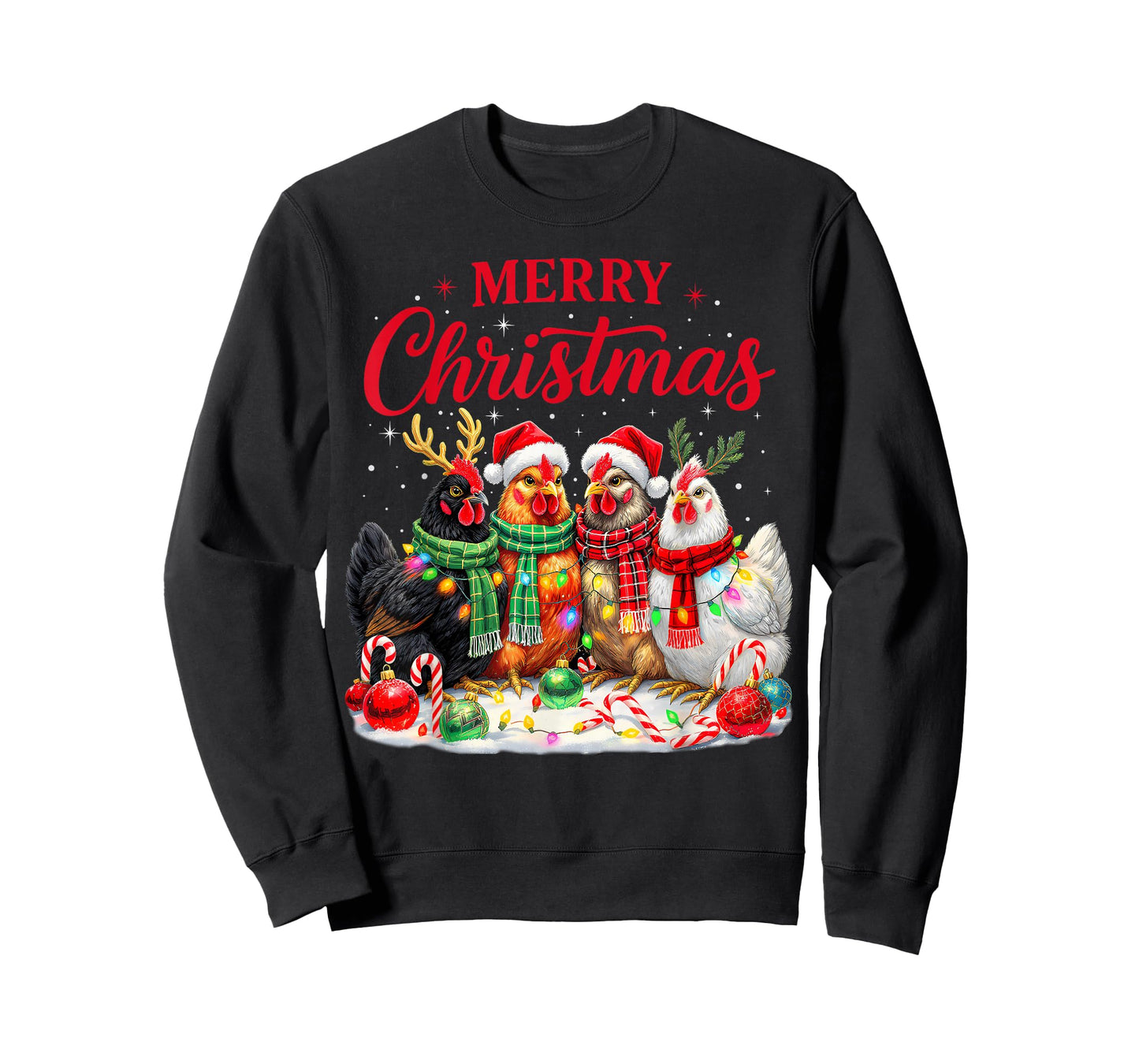 Christmas Chicken Lights Santa Xmas Farm Animal Holiday T-Shirt