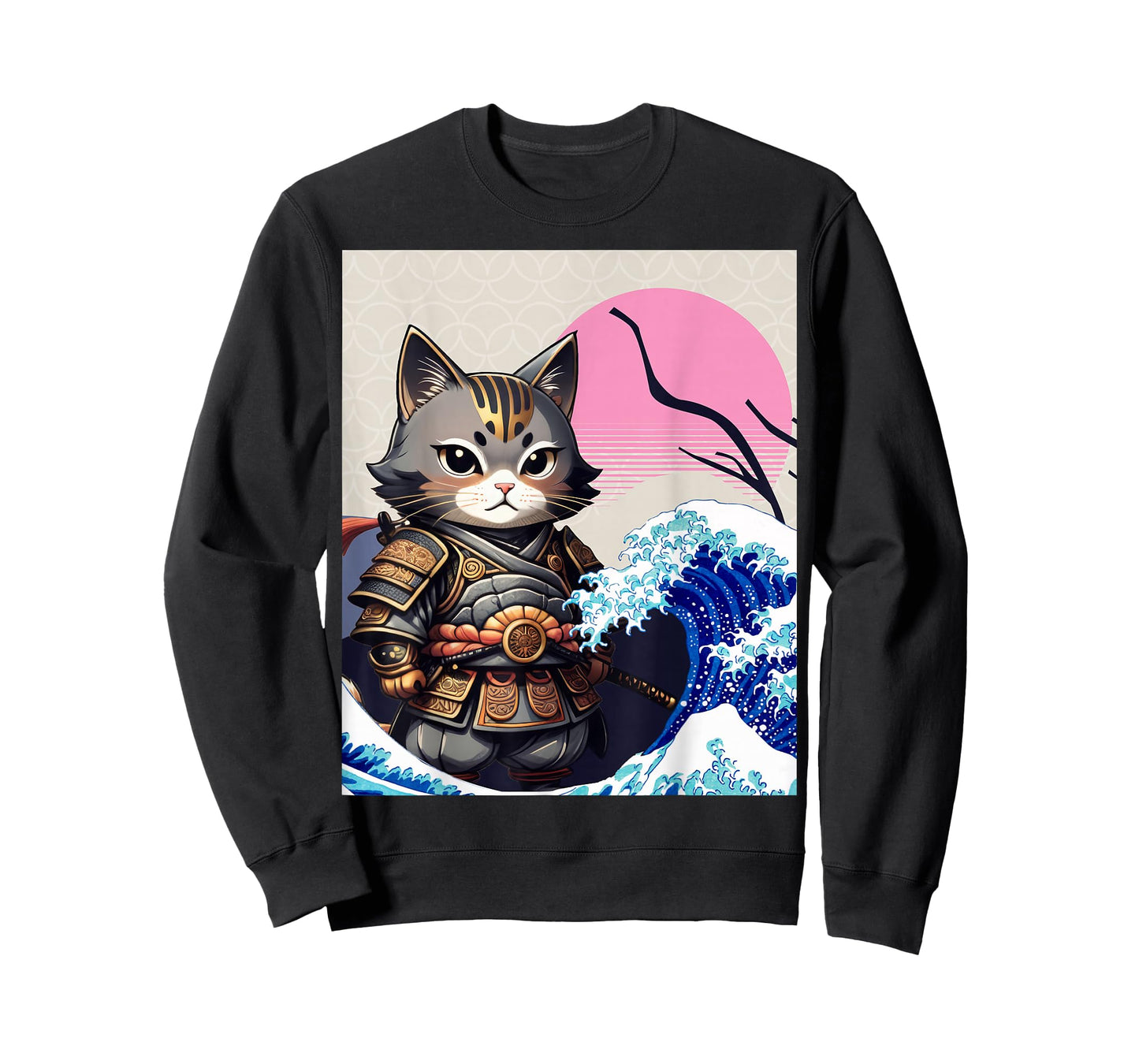 Japanese Ninja Art and Japan Samurai Cat T-Shirt