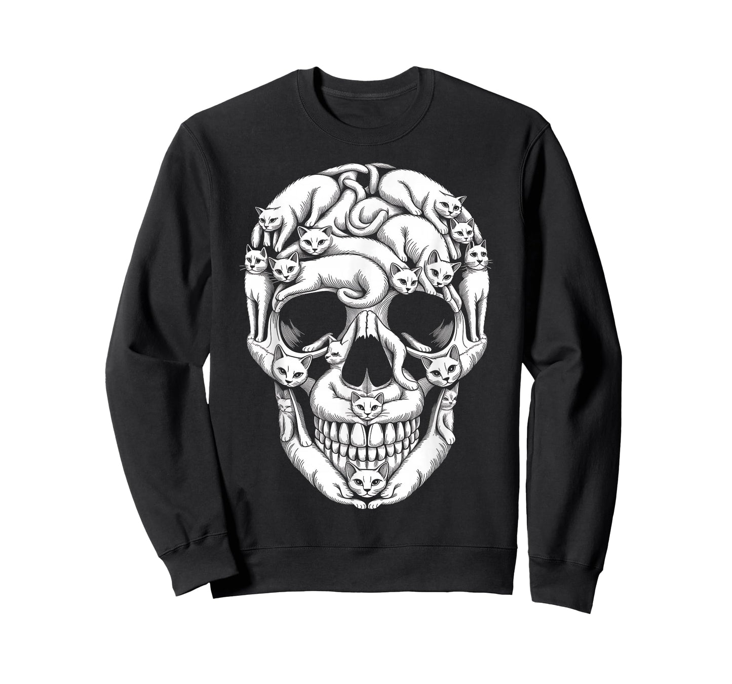 Cat Skull Kitty Skeleton Halloween Goth Punk Girl Teens T-Shirt