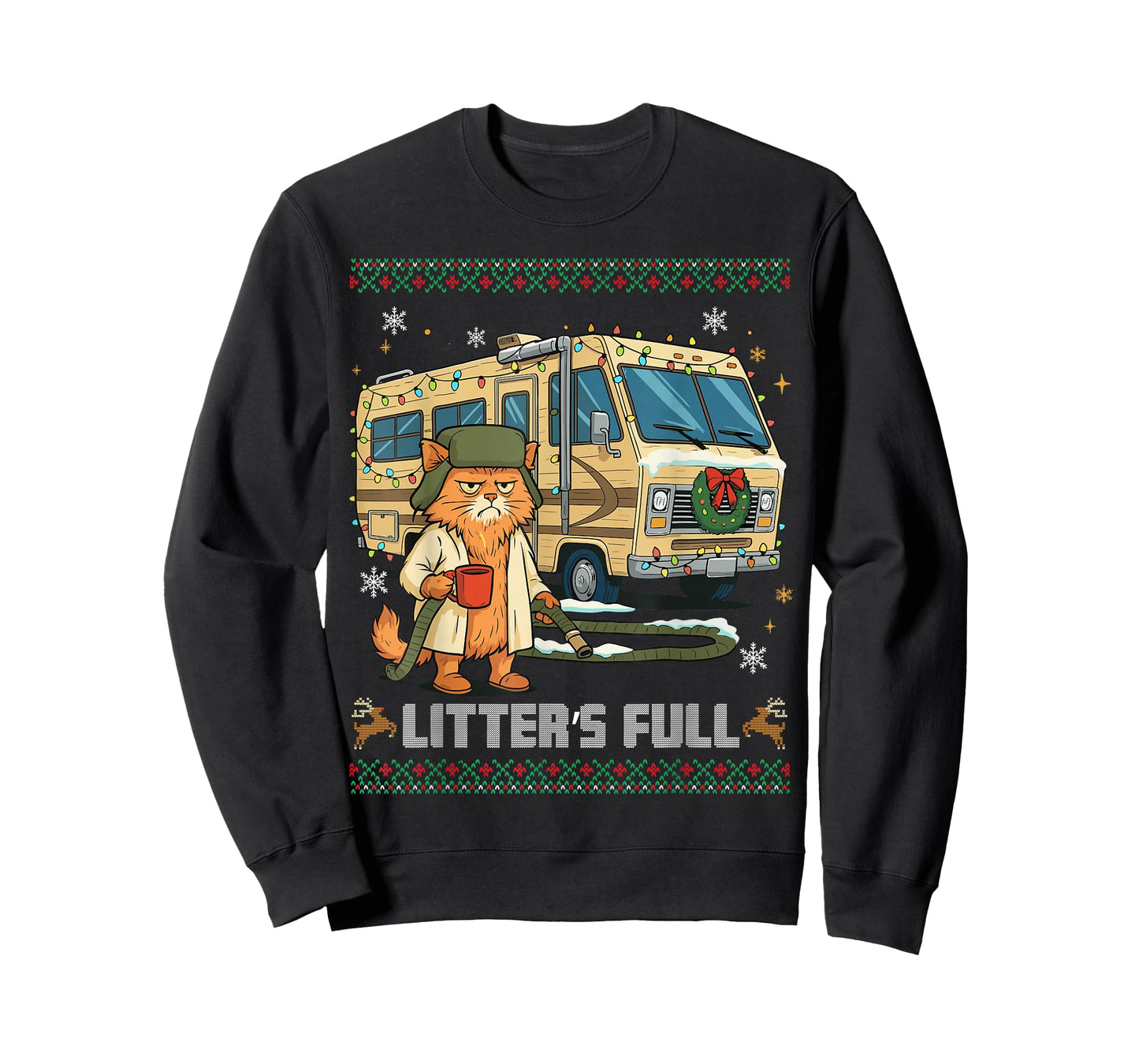 Litter's Full Funny Silly Cat Holding Coffee Meme T-Shirt