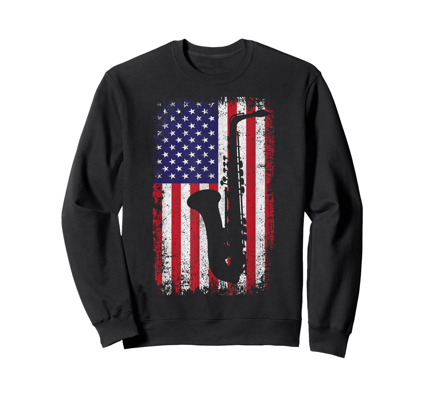Saxophone US Flag Musician Marching Band Saxophonist Men T-Shirt
