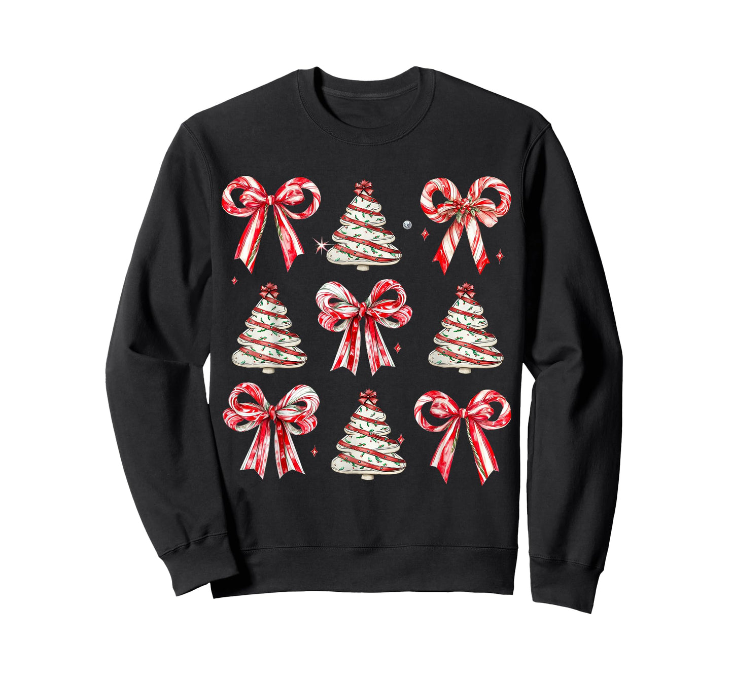 Coquette Bow Tree Cake Candy Cane Merry Christmas T-Shirt