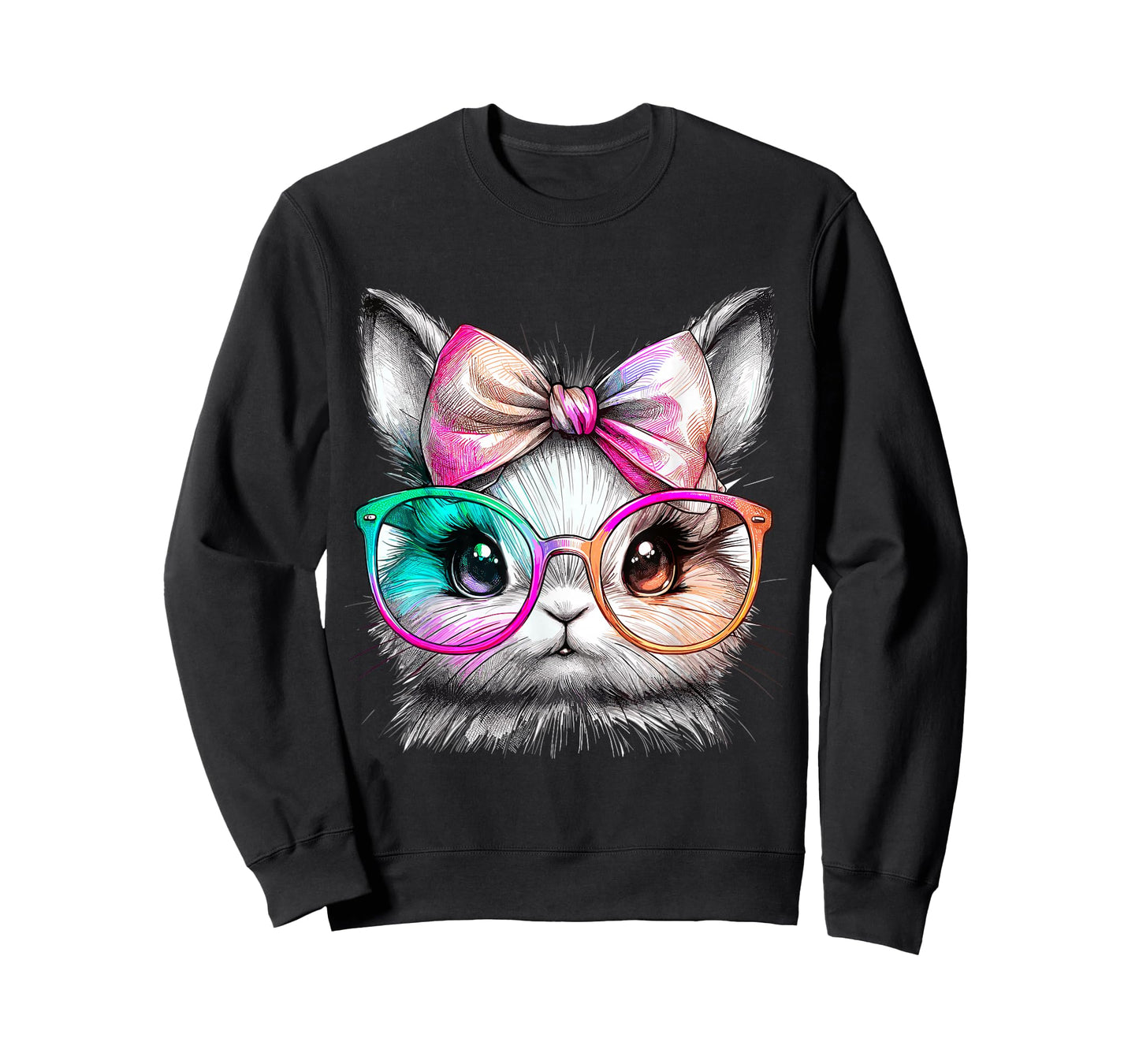 Cute Rabbit with Glasses Tie-Dye Easter Day Bunny T-Shirt