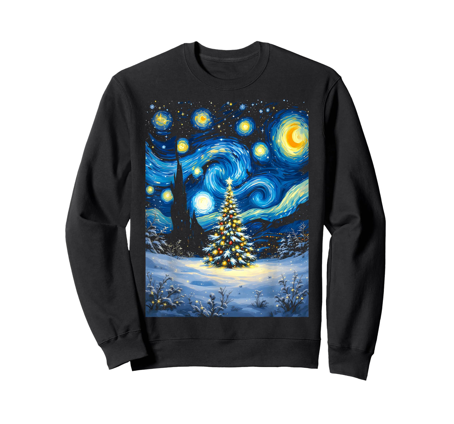 Christmas Tree Starry Night Van Gogh Winter Wonderland T-Shirt