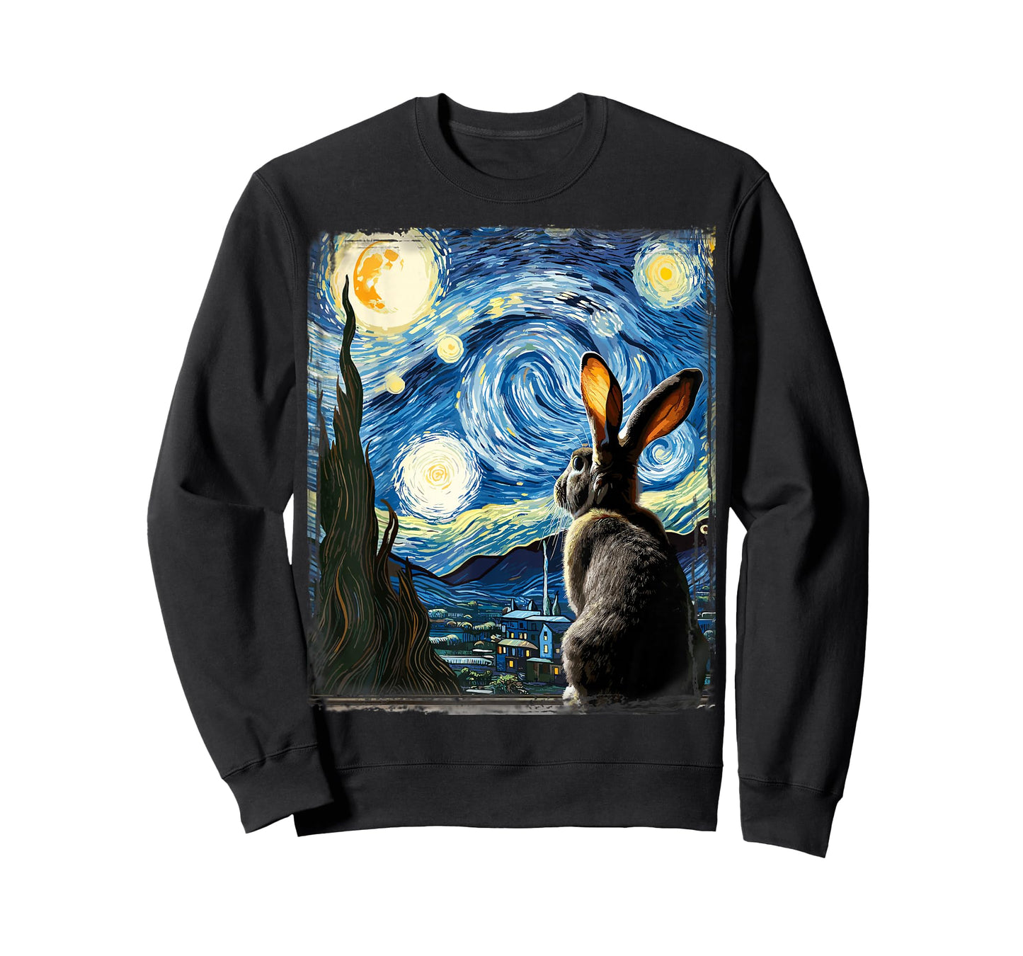Artistic Rabbit Shirt Van Gogh Style Starry Night Rabbit T-Shirt