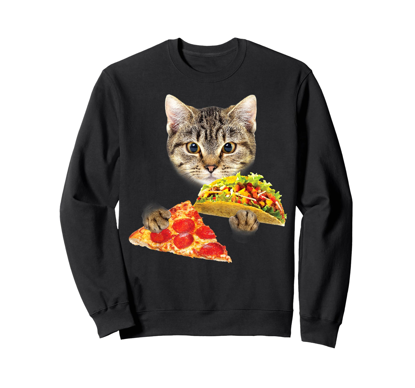 Cat Eating Taco and Pizza Shirt, Funny Kitty by Zany Brainy T-Shirt for Men Women Kids