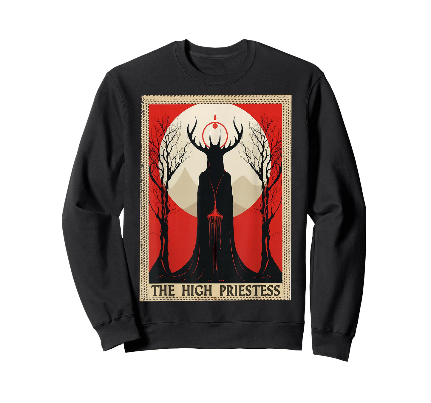 FoolsFate Priestess Tarot Card Deck T-Shirt - Unisex-Adults, Kids - Black - Short Sleeve - U-Neck - Small - Classic Fit - Cotton 60%, Polyester 40%