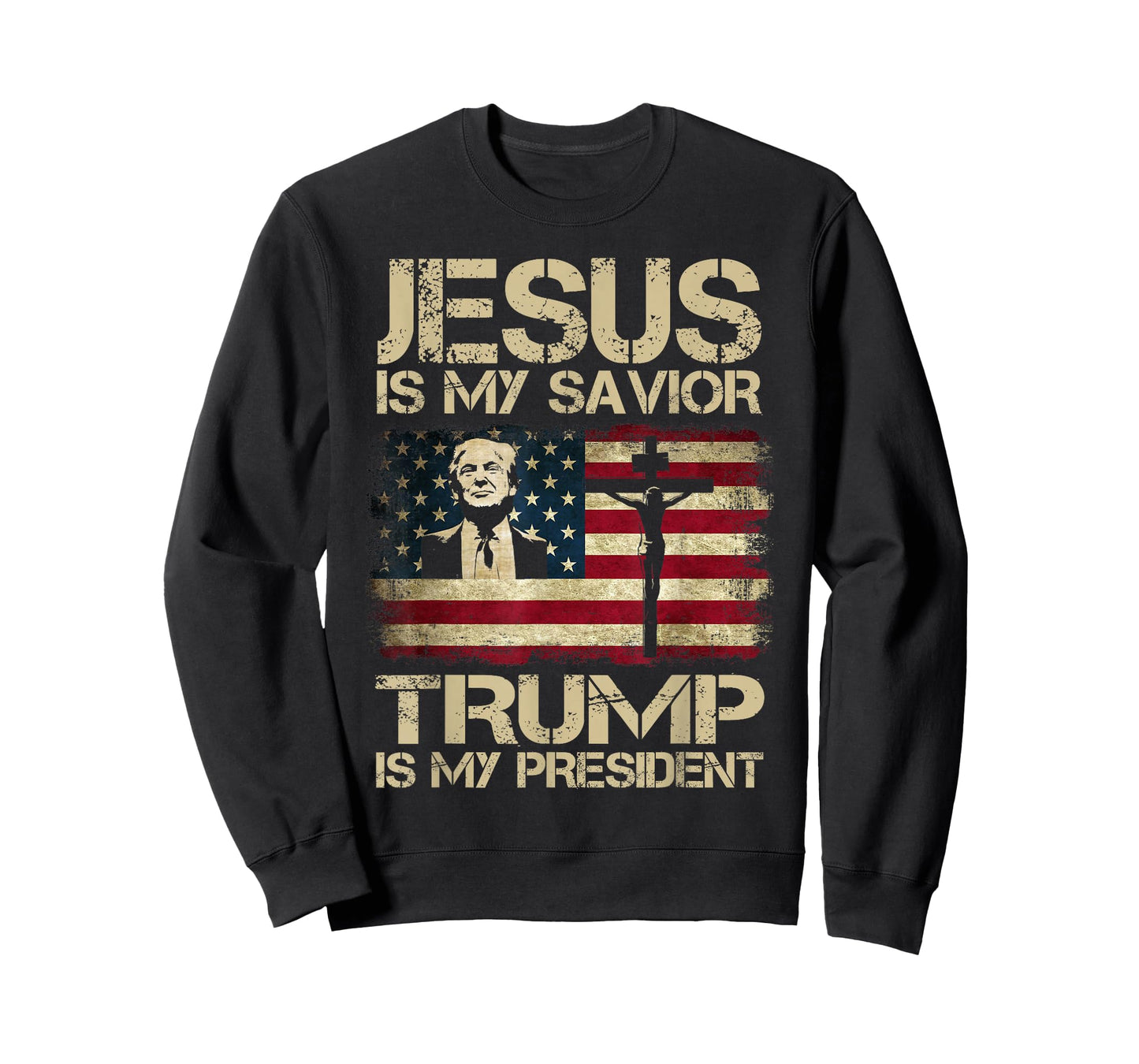 Jesus is My Savior Trump is My President Trump 2024 USA Flag T-Shirt