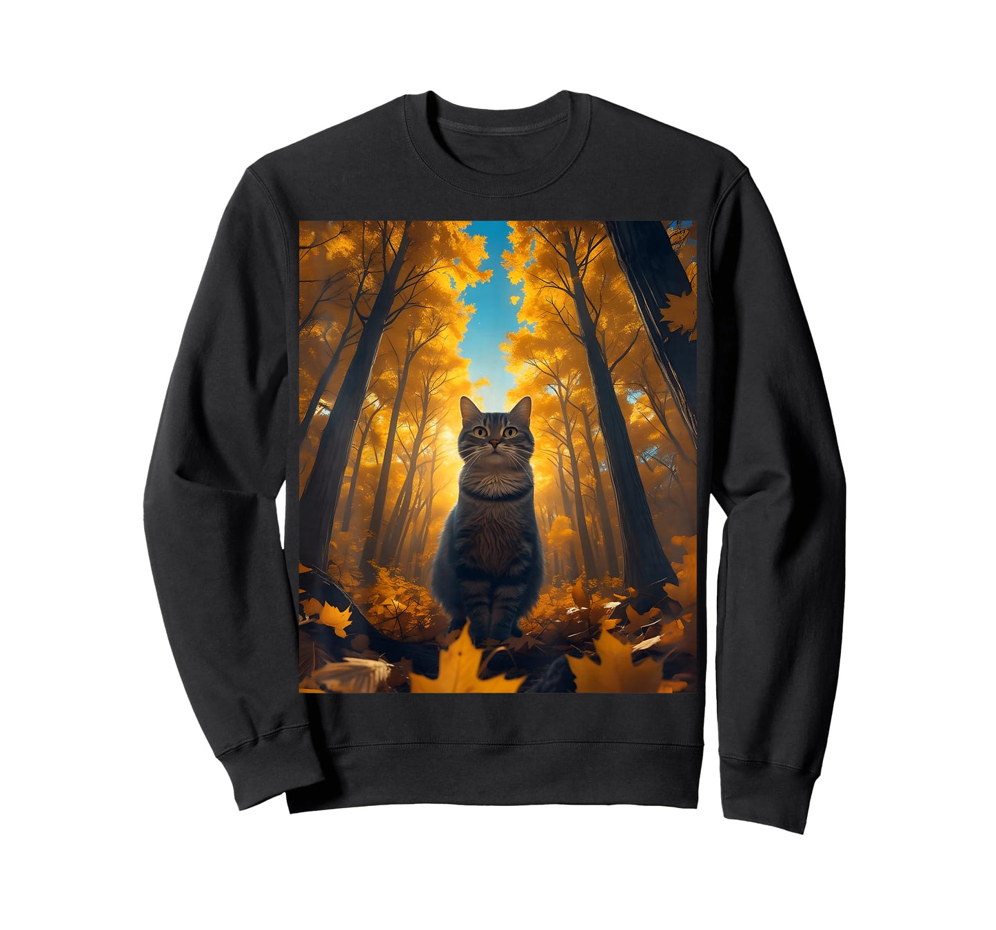 Cute Cat Selfie Kitten Fall Leaves Autumn Animal Lovers T-Shirt