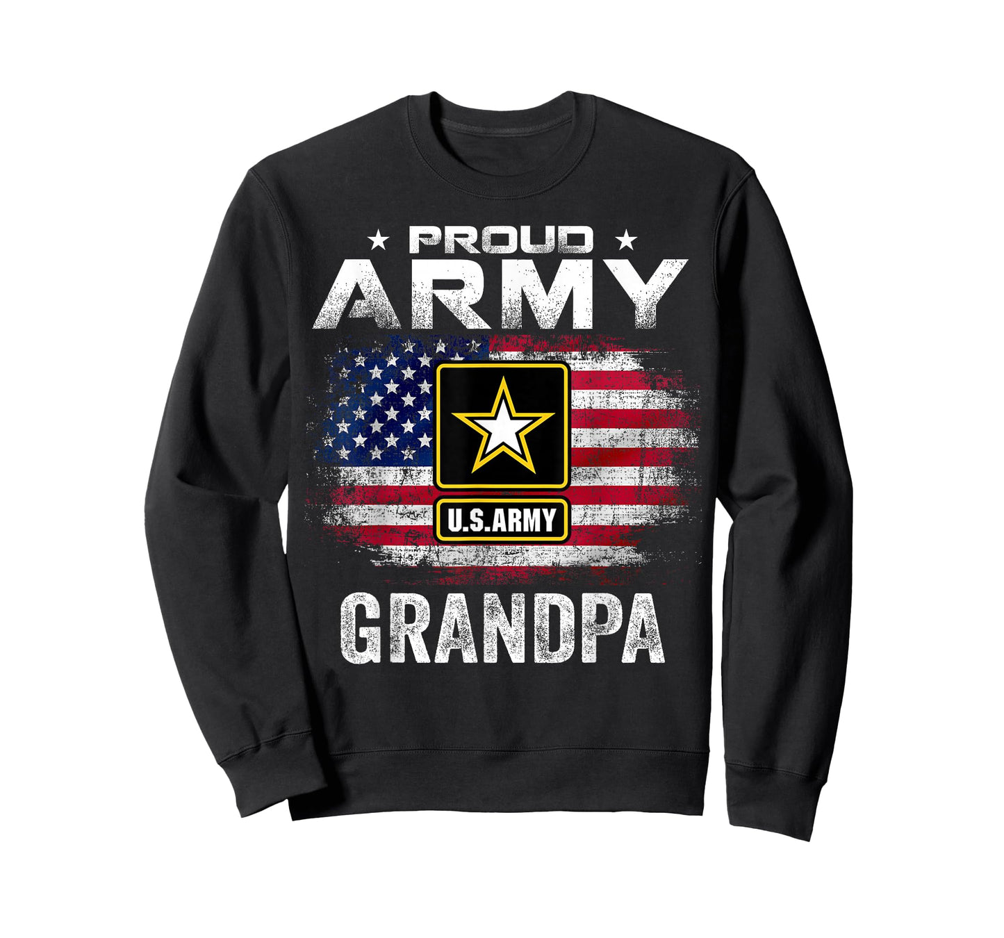 Proud Army Grandpa With American Flag For Veteran Gift T-Shirt