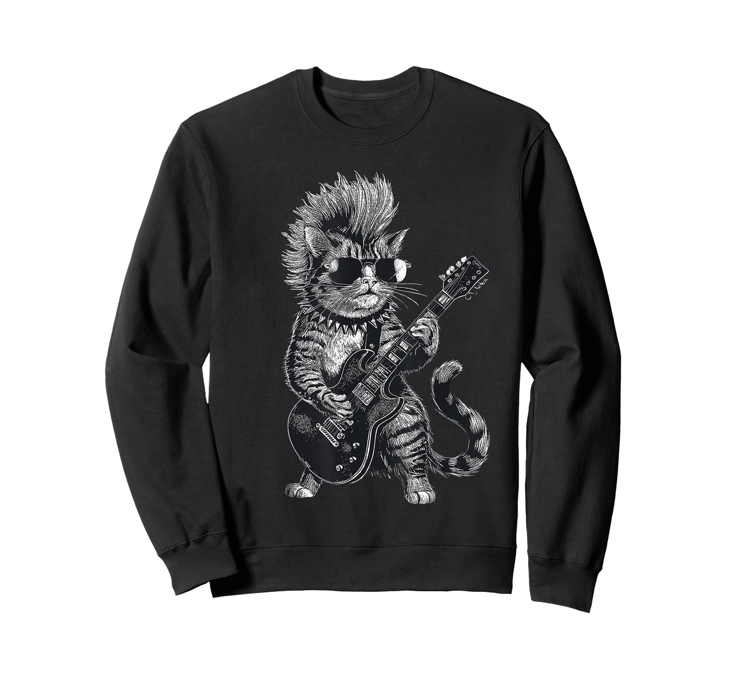 Cat Playing Electric Guitar Punk Rock Cat Rockstar T-Shirt