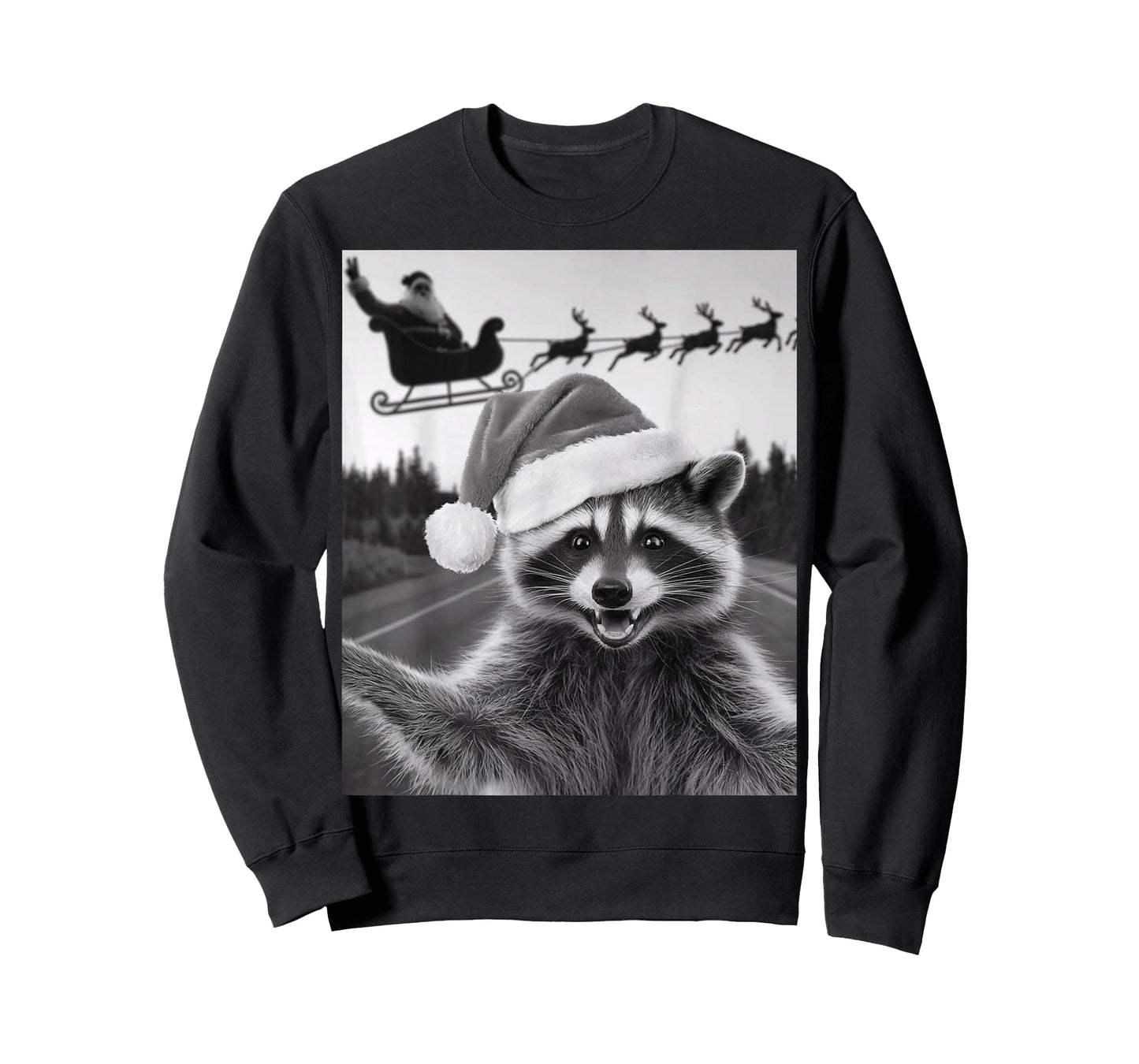Funny Christmas Raccoon Shirt Raccoon Selfie With Santa T-Shirt