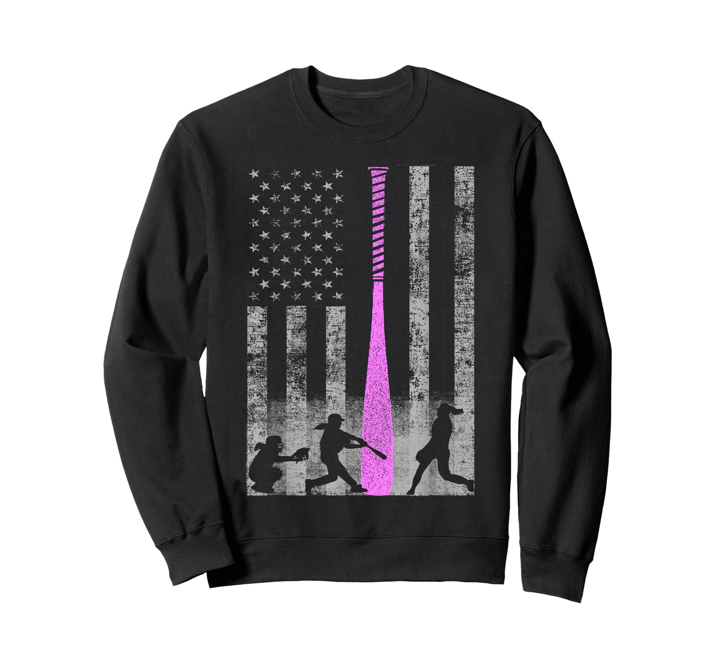 American Softball Flag T-Shirt - Players and Pink Bat T-Shirt