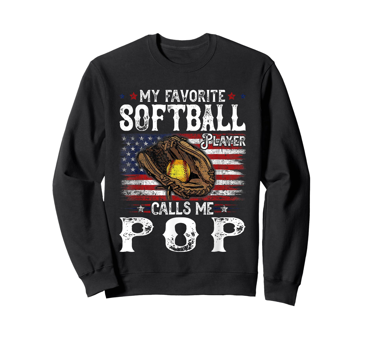 My Favorite Softball Player Calls Me Pop American Flag T-Shirt